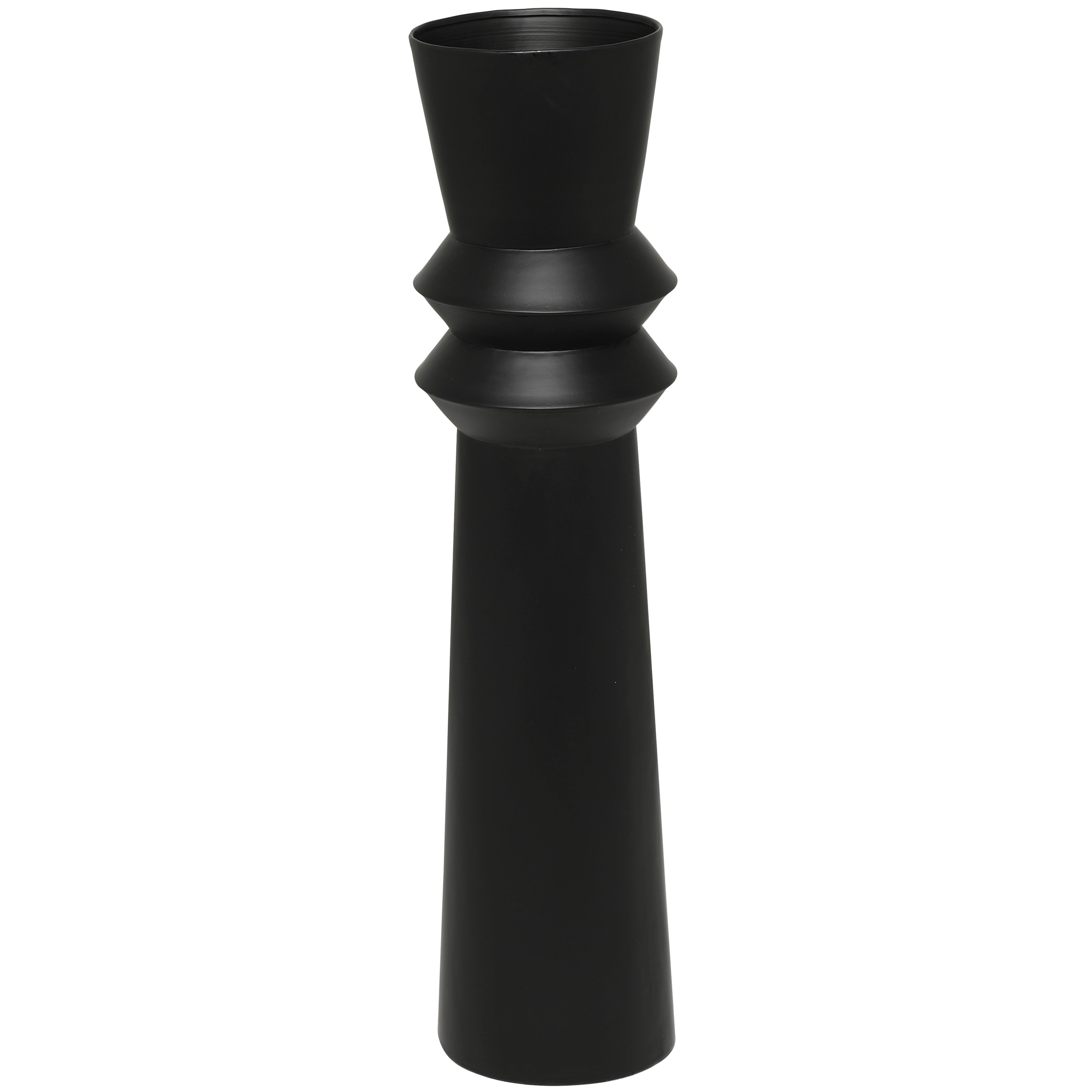 The Novogratz Black Metal Tall Art Deco Fluted Floor Vase