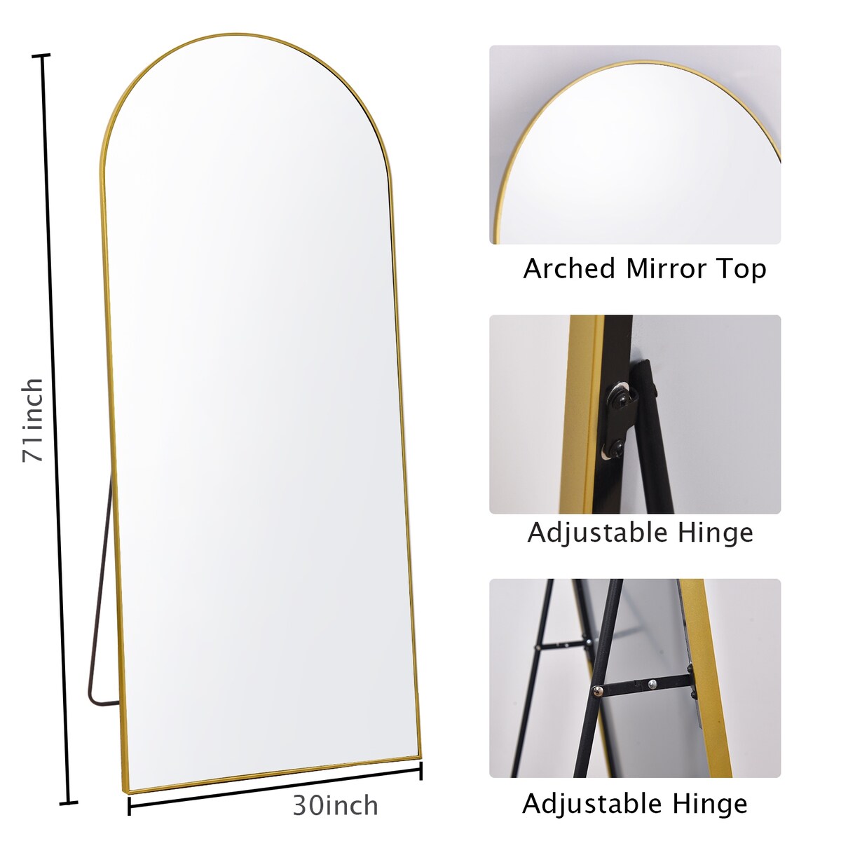 Arched Full Length Floor Mirror Full Body Standing Mirror Wall Decor