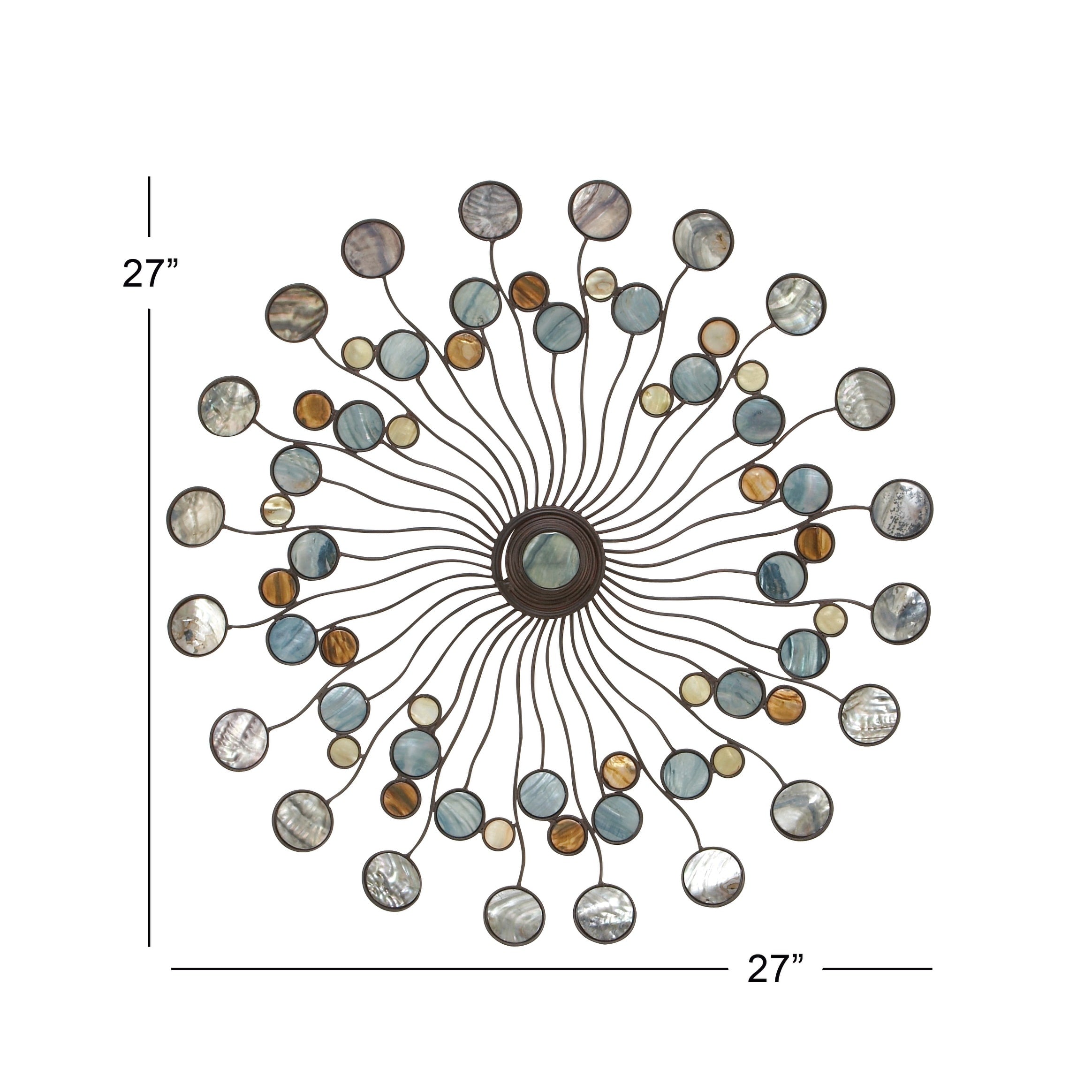 Multi Color Iron Metal Modern Contemporary Sunburst Round Wall Décor