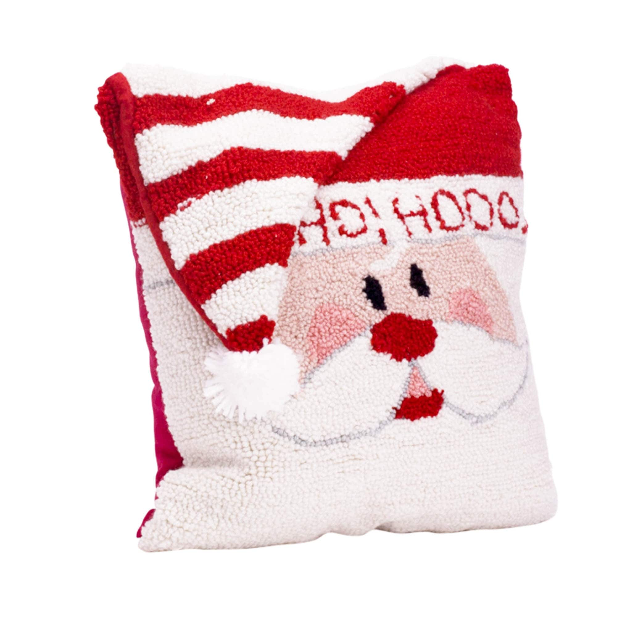 Glitzhome 14L Hooked 3D Santa Christmas Pillow Home Decor