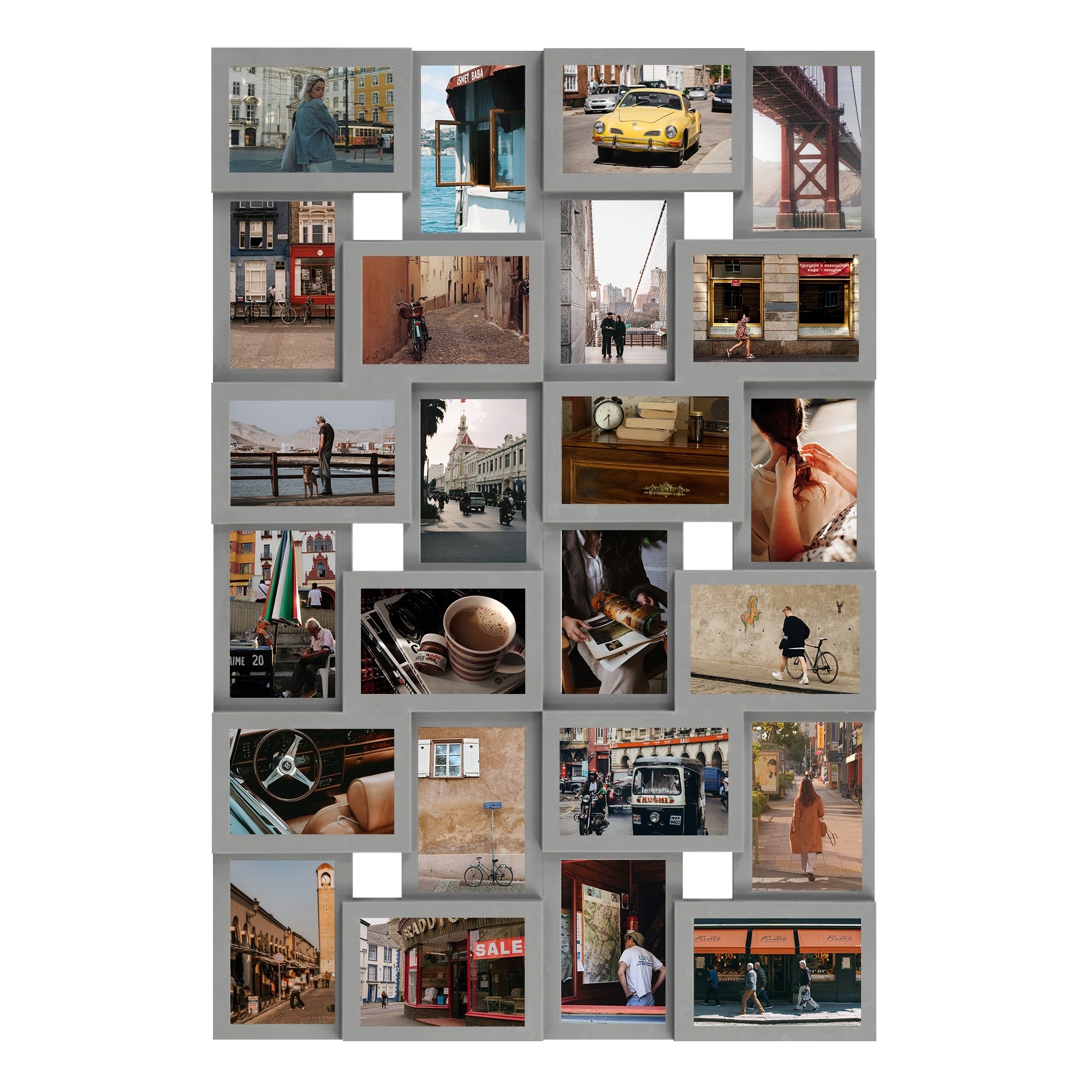 Rustic Wall Collage Photo Framewith 24-4x6-inch Openings