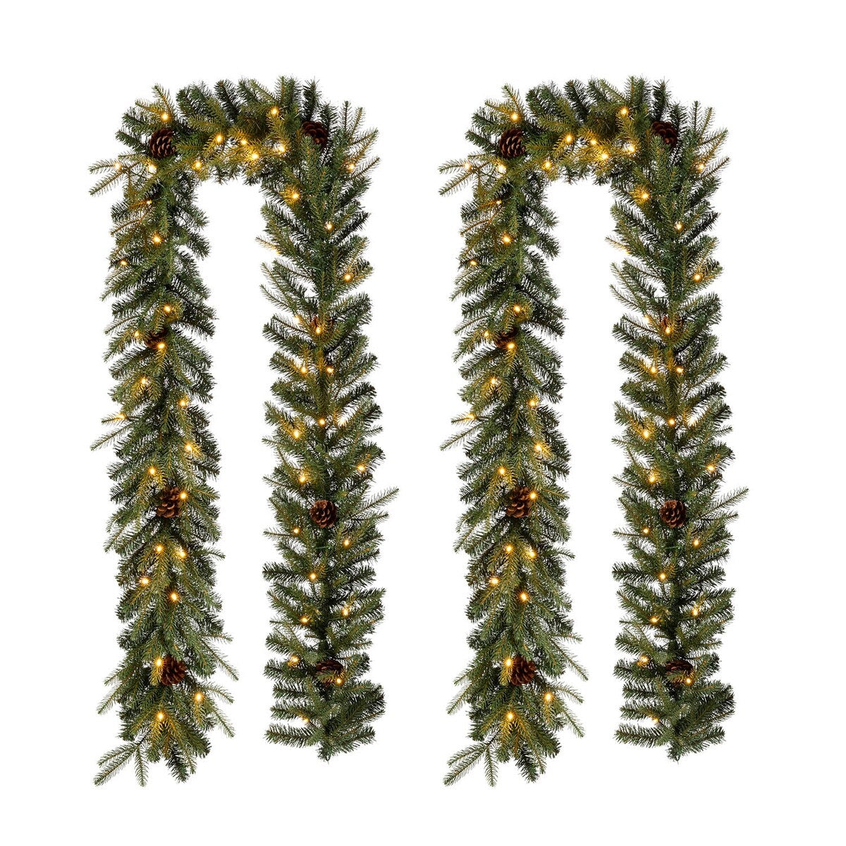 Glitzhome 9'L Pre-Lit Christmas Garland with Warm White LED Light