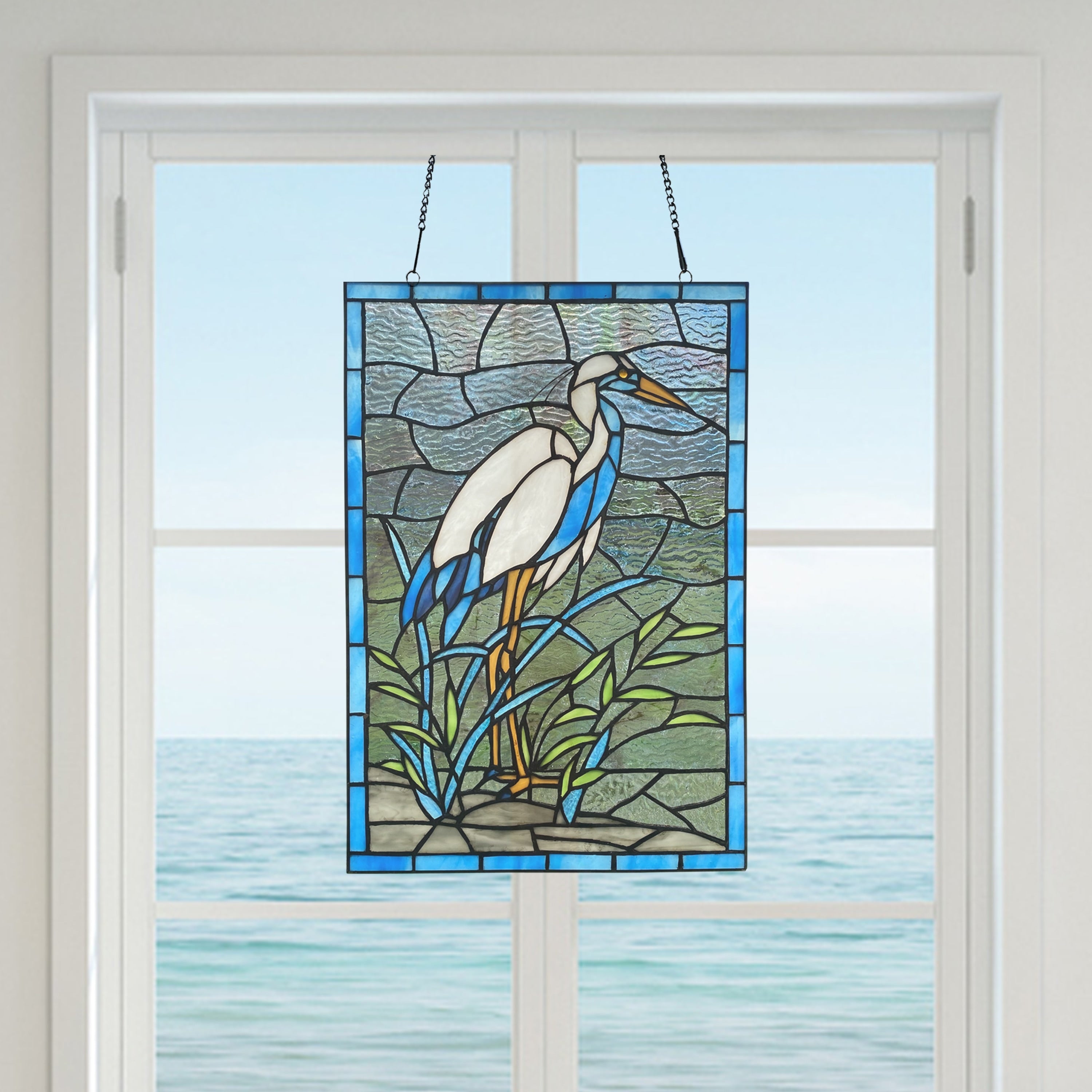 River of Goods River of Goods 18-Inch Majestic Crane Stained Glass Window Panel - 12 x 0.25 x 18