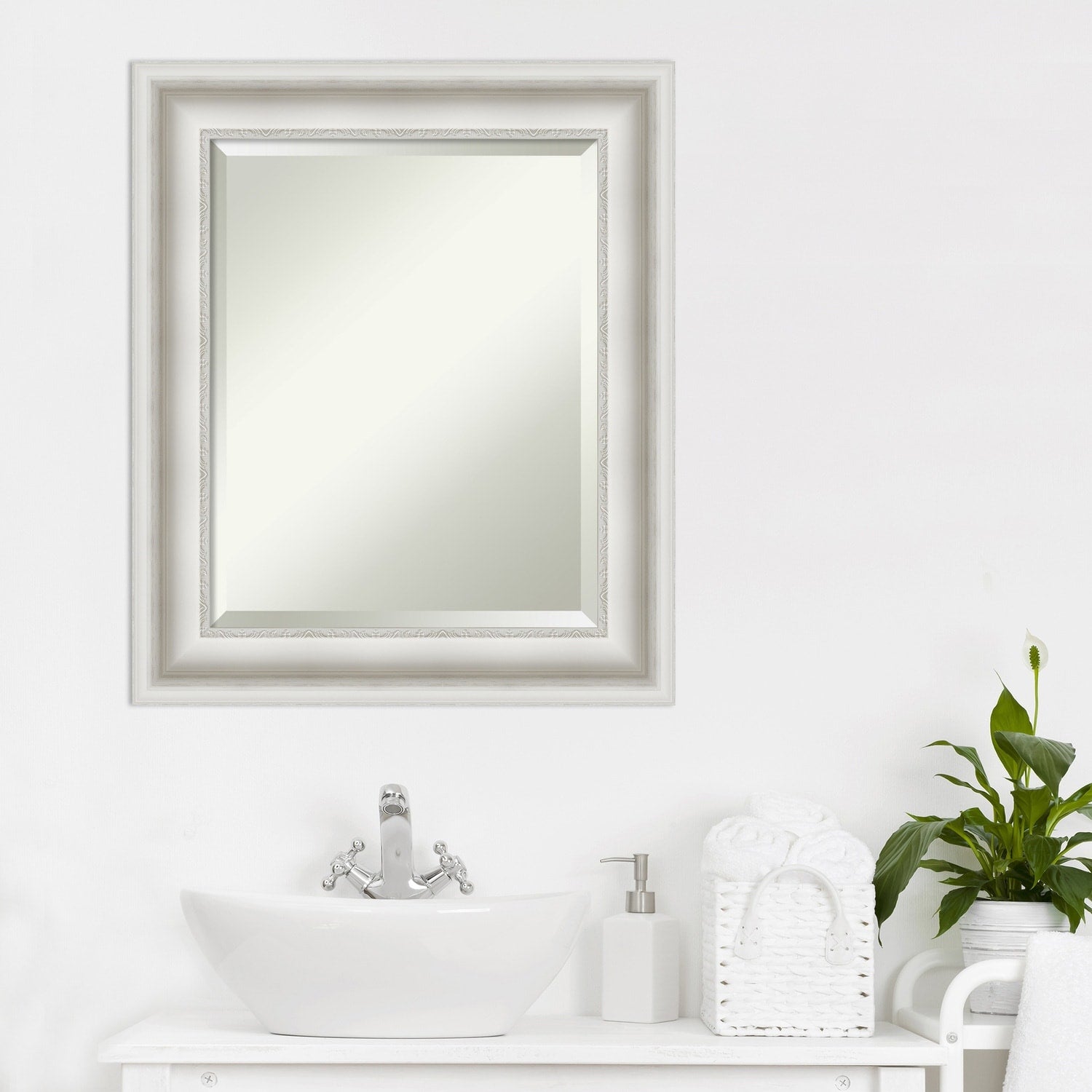 Beveled Bathroom Wall Mirror - Parlor White Frame