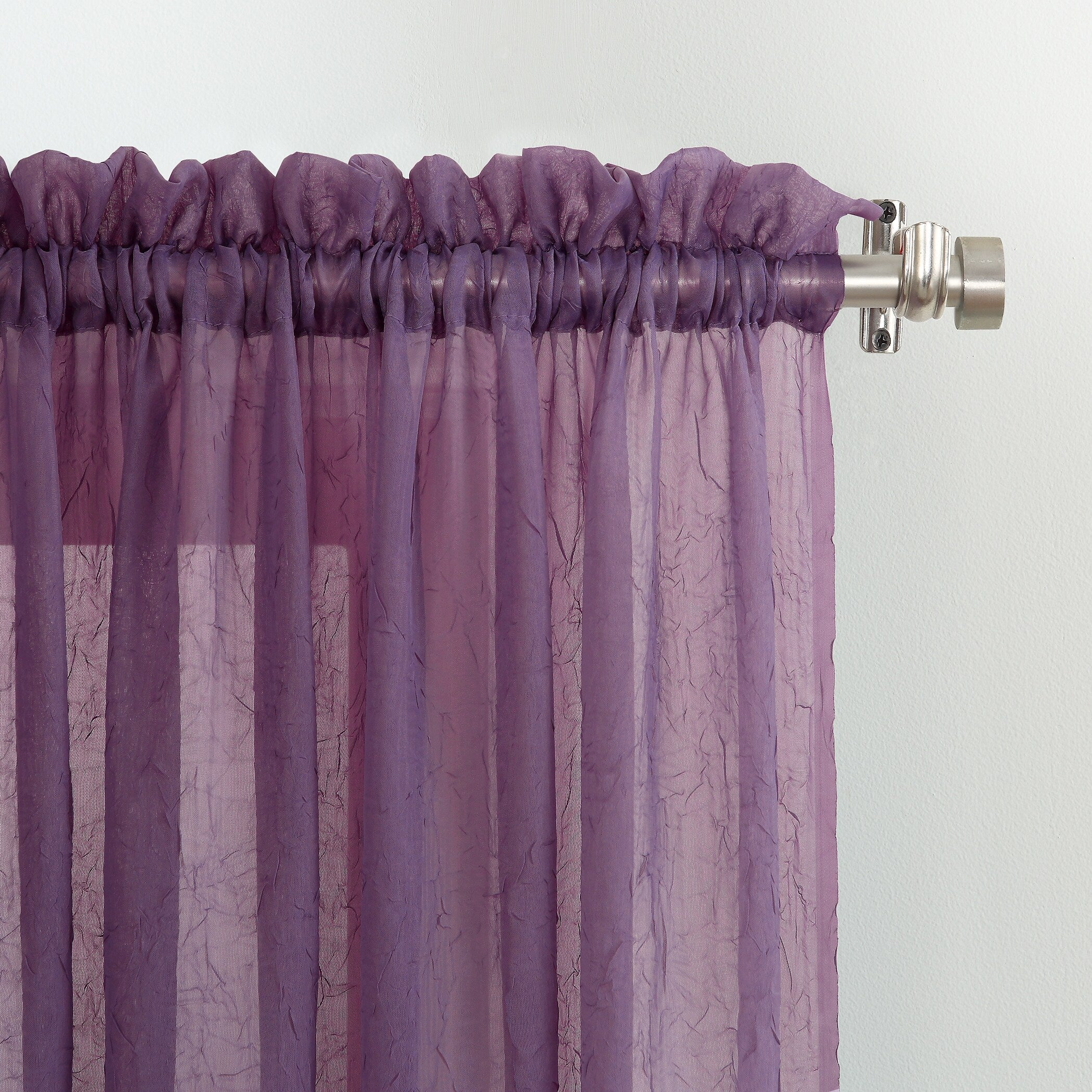 No. 918 Erica Crushed Voile Ascot Beaded Sheer Rod Pocket 1-Piece Curtain Valance