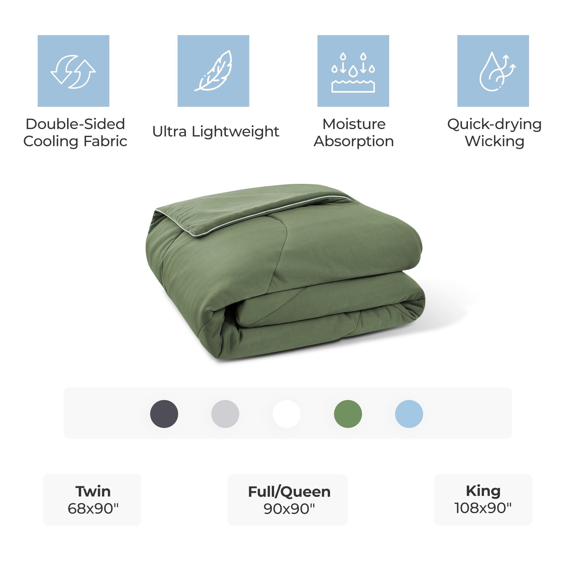 Lightweight Breathable Dual-side Cooling Blanket for Hot Sleepers, Cool Touch Comforter