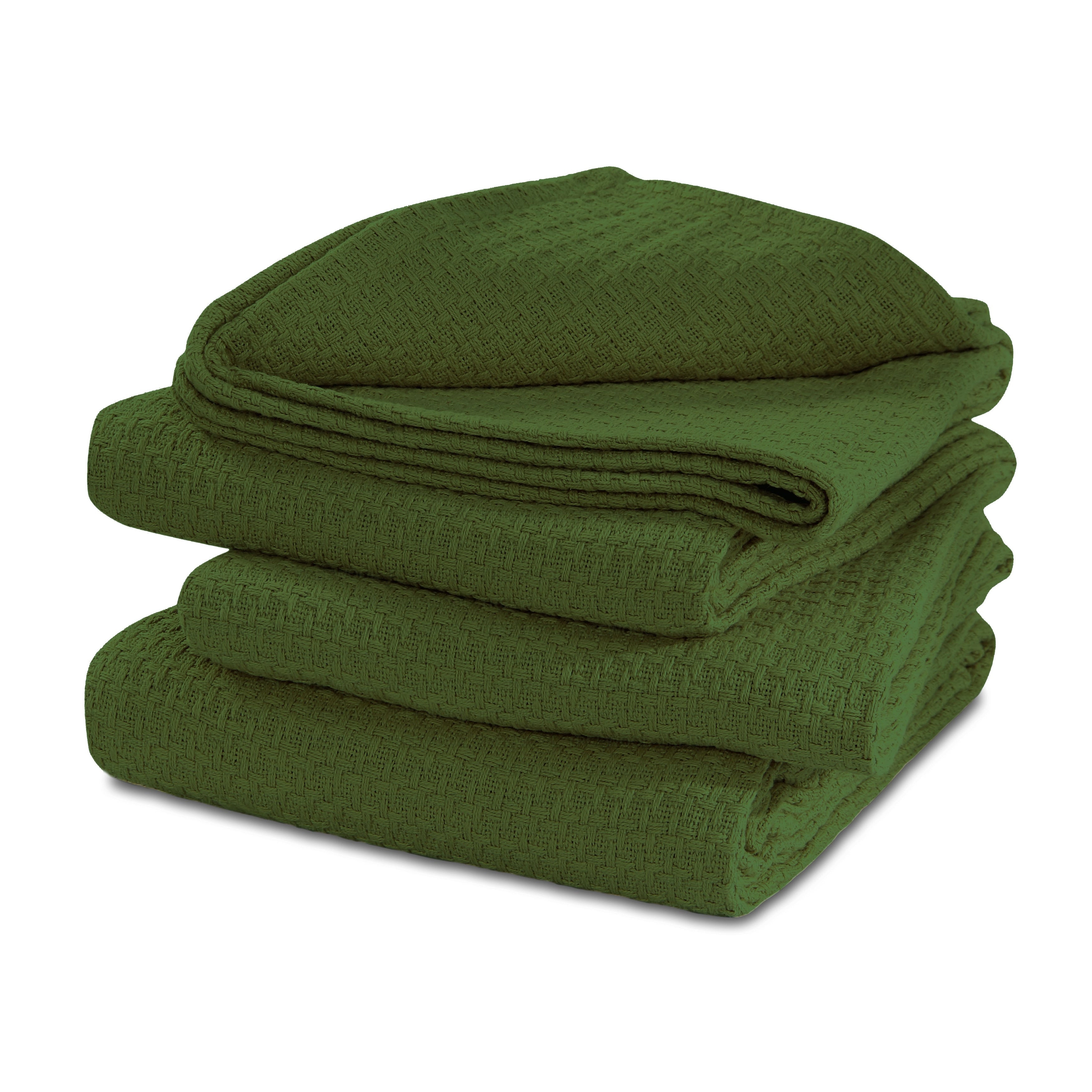 100% Cotton Basket Weave Thermal Bed Blanket Breathable Soft Layering All Season Medium Weight