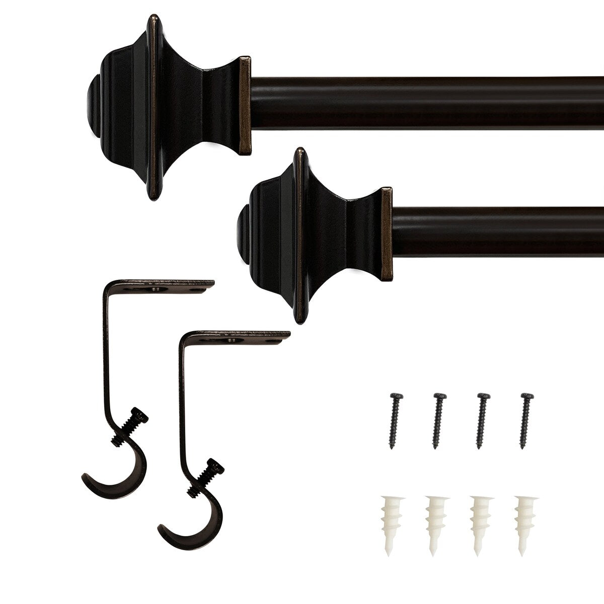 Lumi 5/8 Single Curtain Rod Set Oil Rubbed Bronze- Square finials