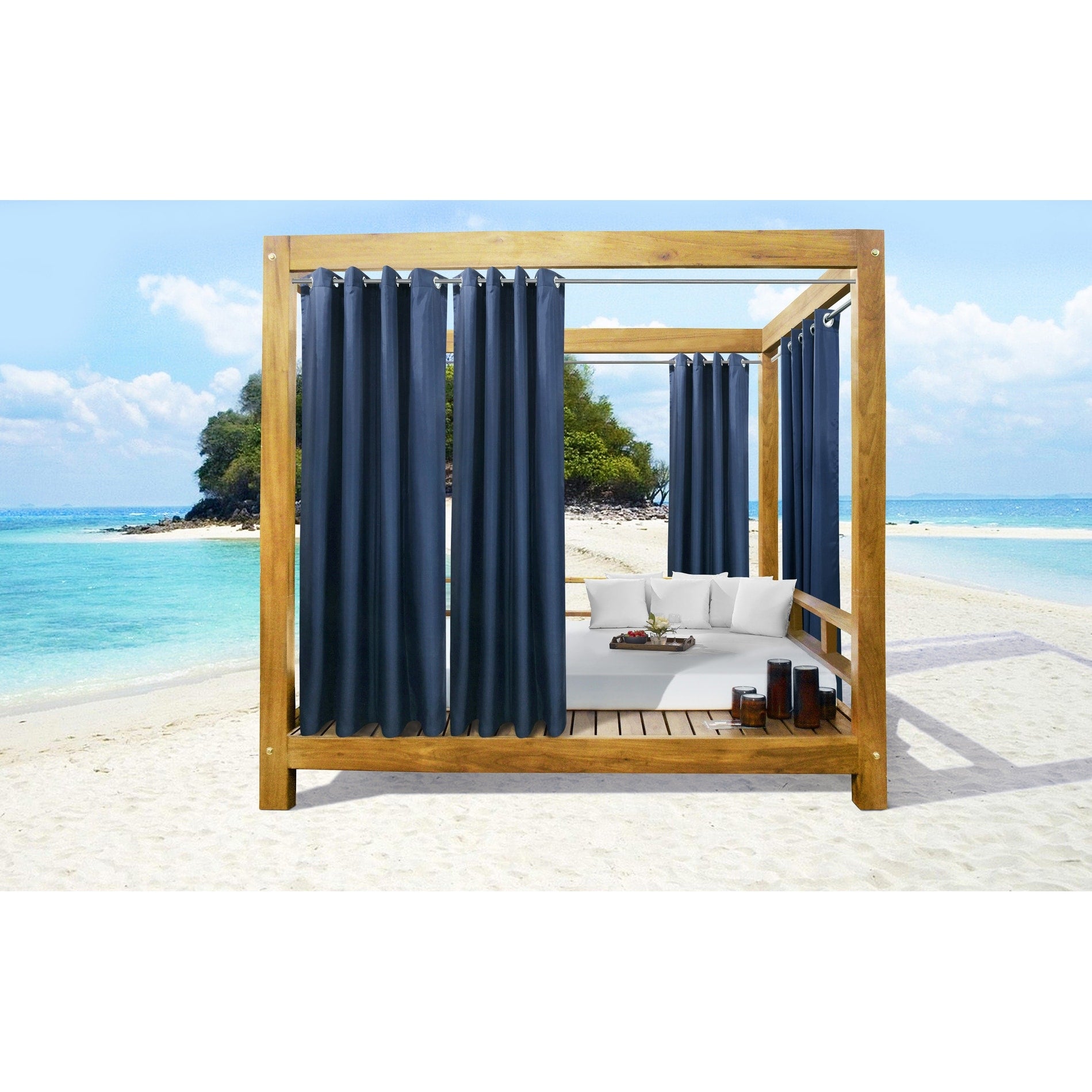 Seascapes Indoor/Outdoor Grommet Curtain Panel - Pair