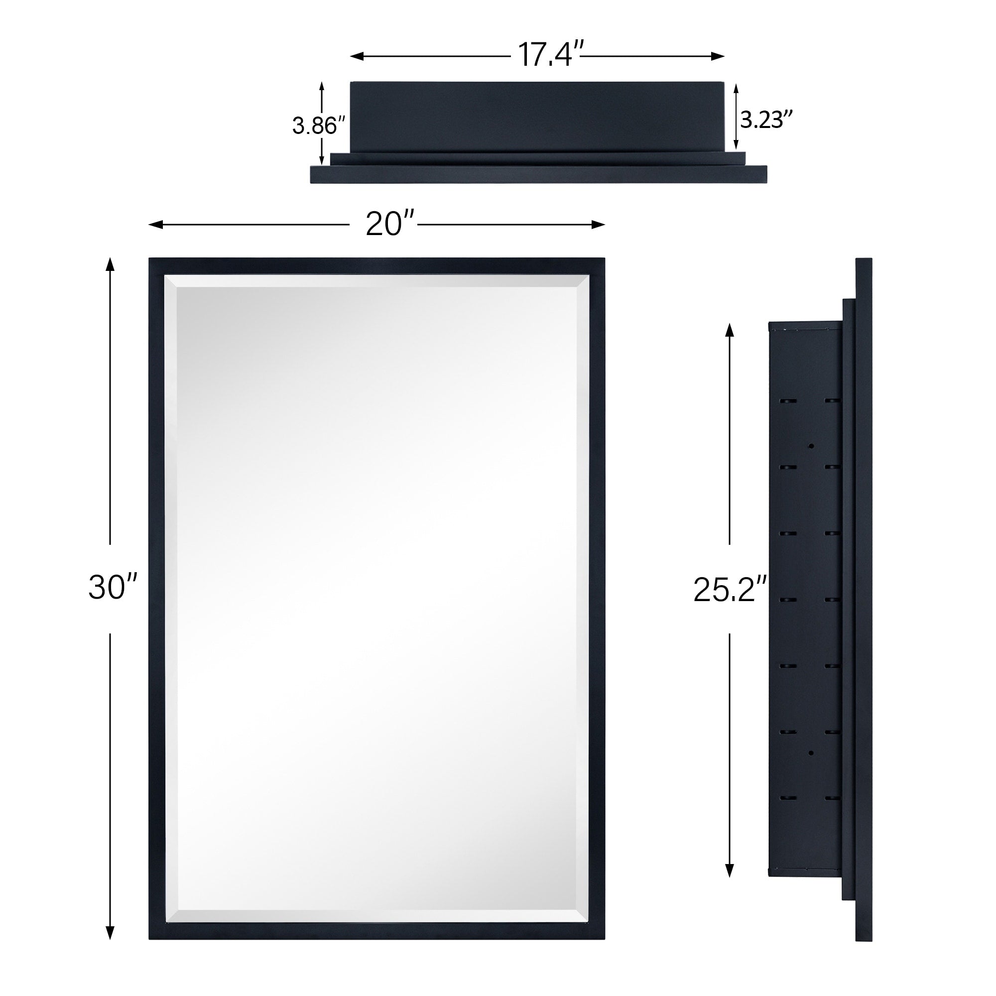 TEHOME Haddison Recessed Framed Medicine Cabinet with Mirror