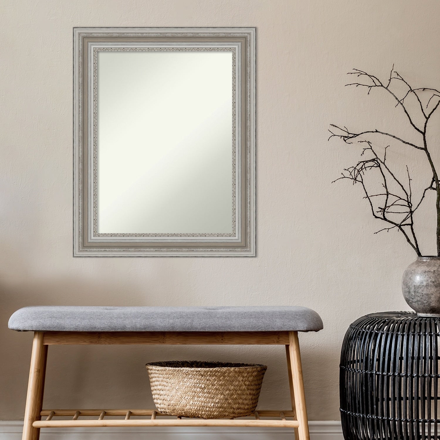 Non-Beveled Bathroom Wall Mirror - Parlor Silver Frame