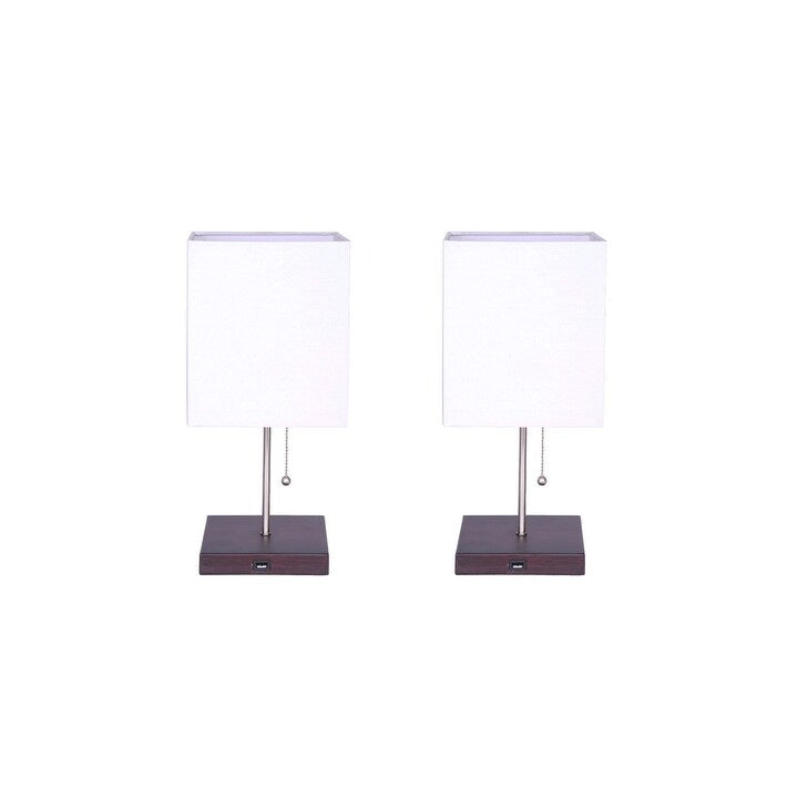 Hutchinson Set of 2 Metal Table Lamps with USB Ports