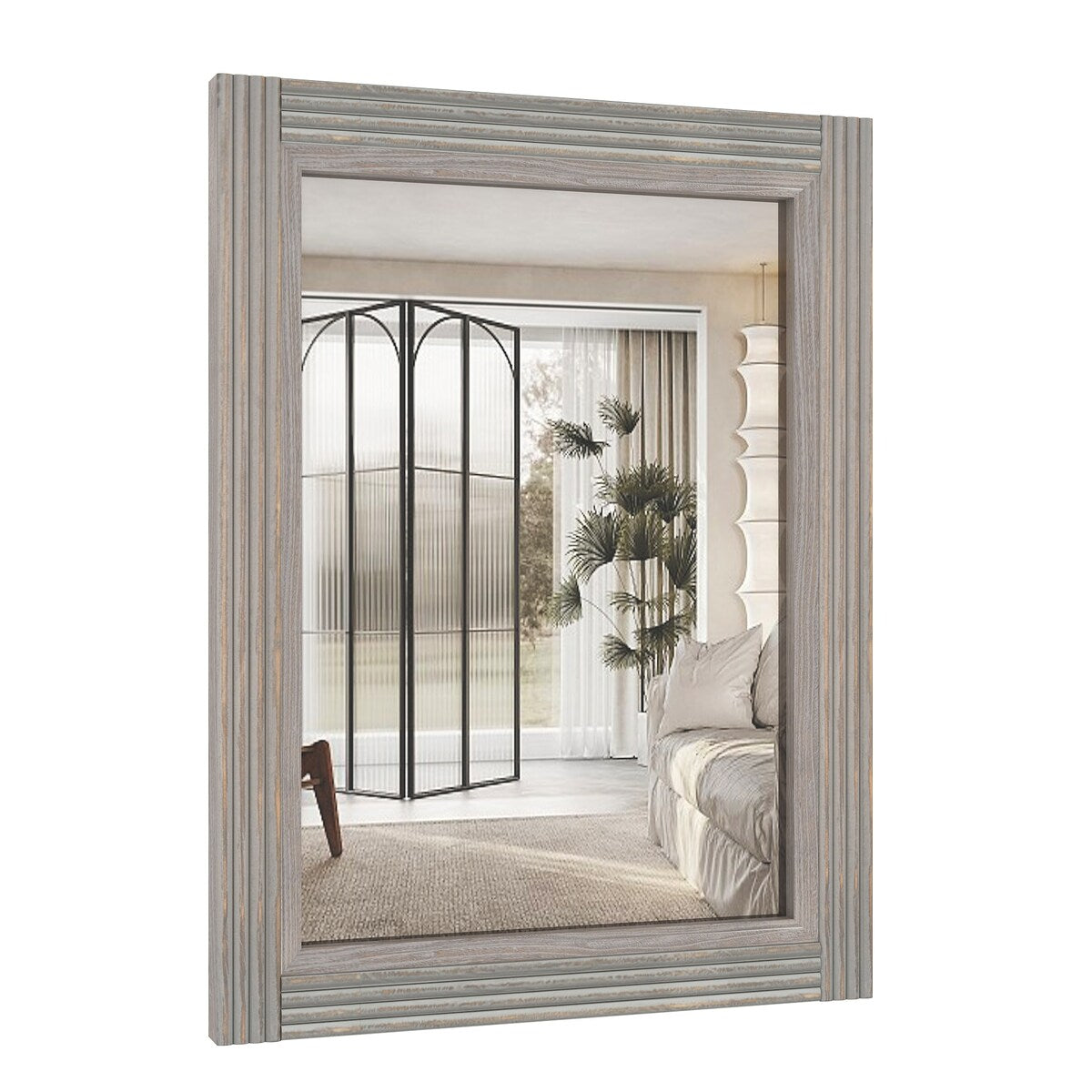 Solid Wood Frame Flat Bathroom Mirror