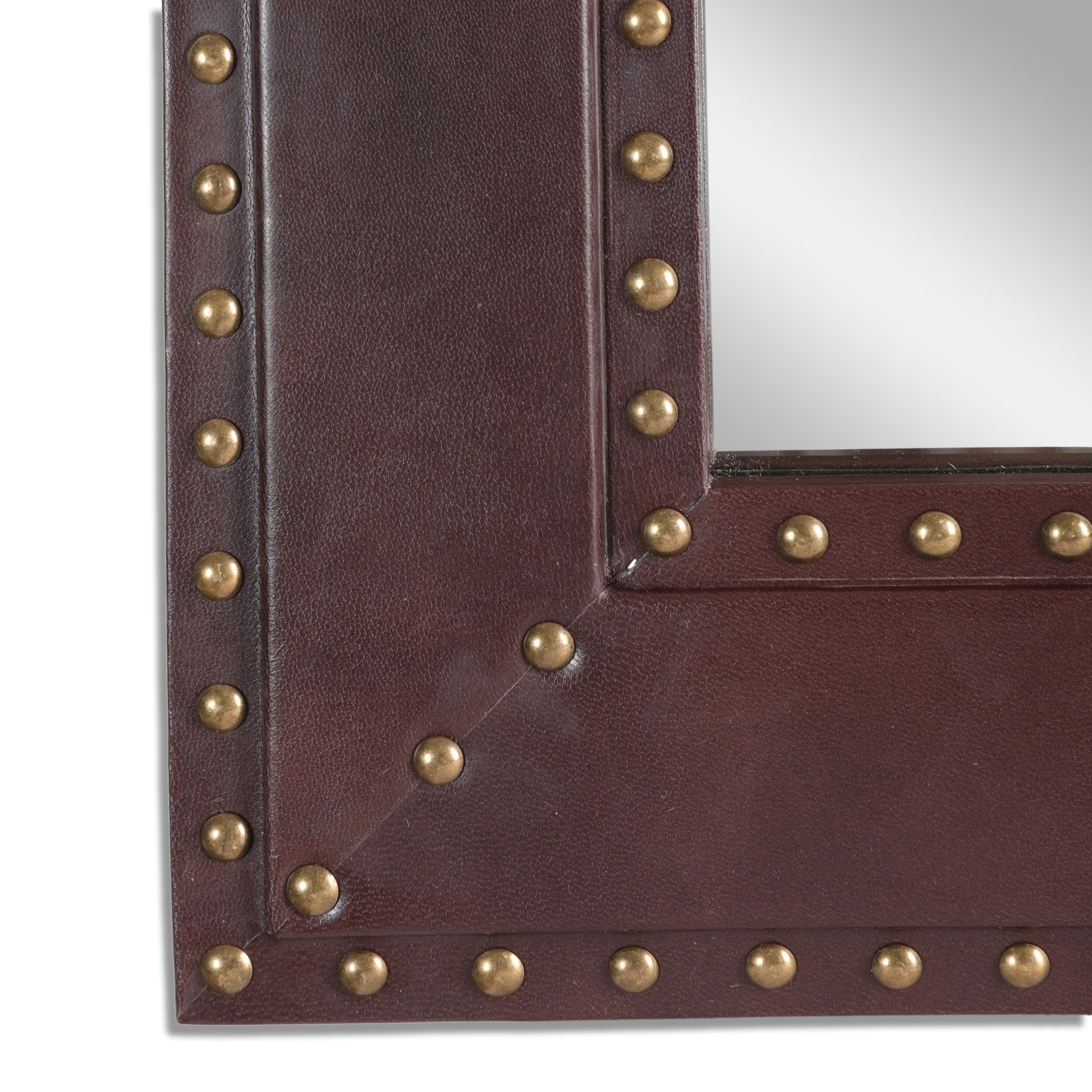 Chamlee Indoor Leather Handcrafted Studded Square Wall Mirror by Christopher Knight Home