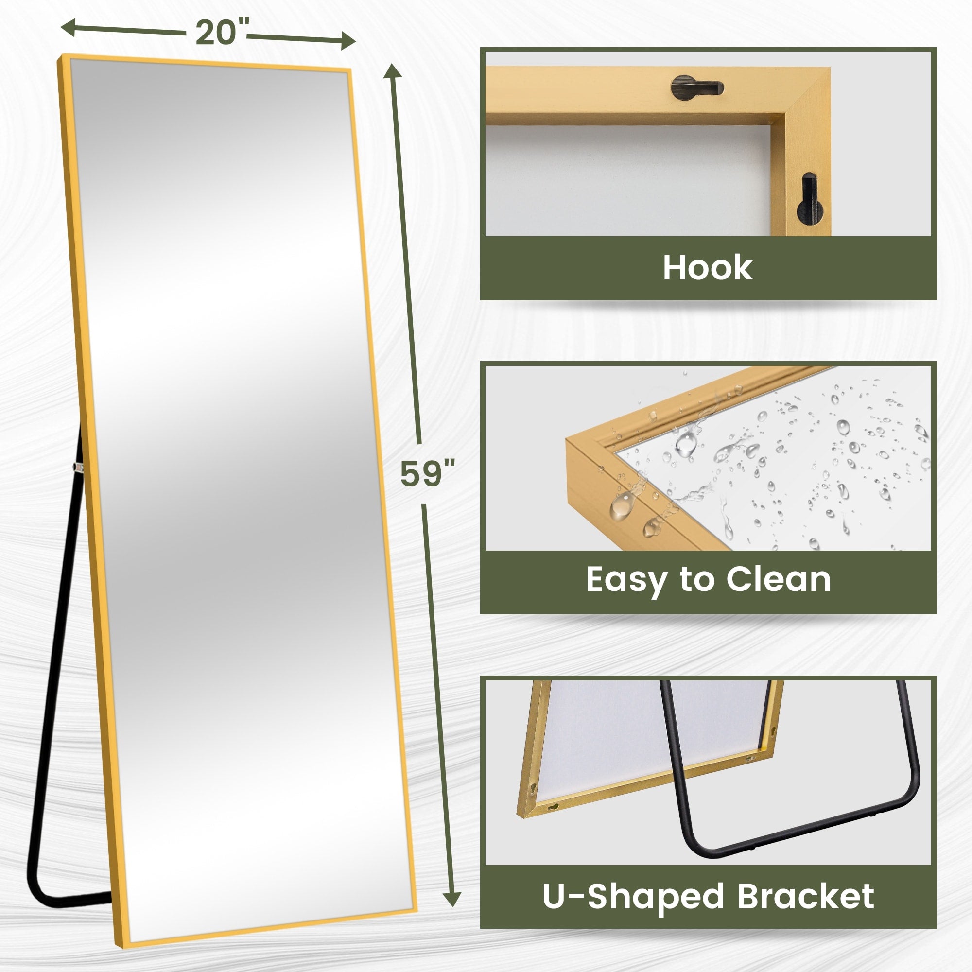 Aluminum Alloy Full Length Floor Mirror