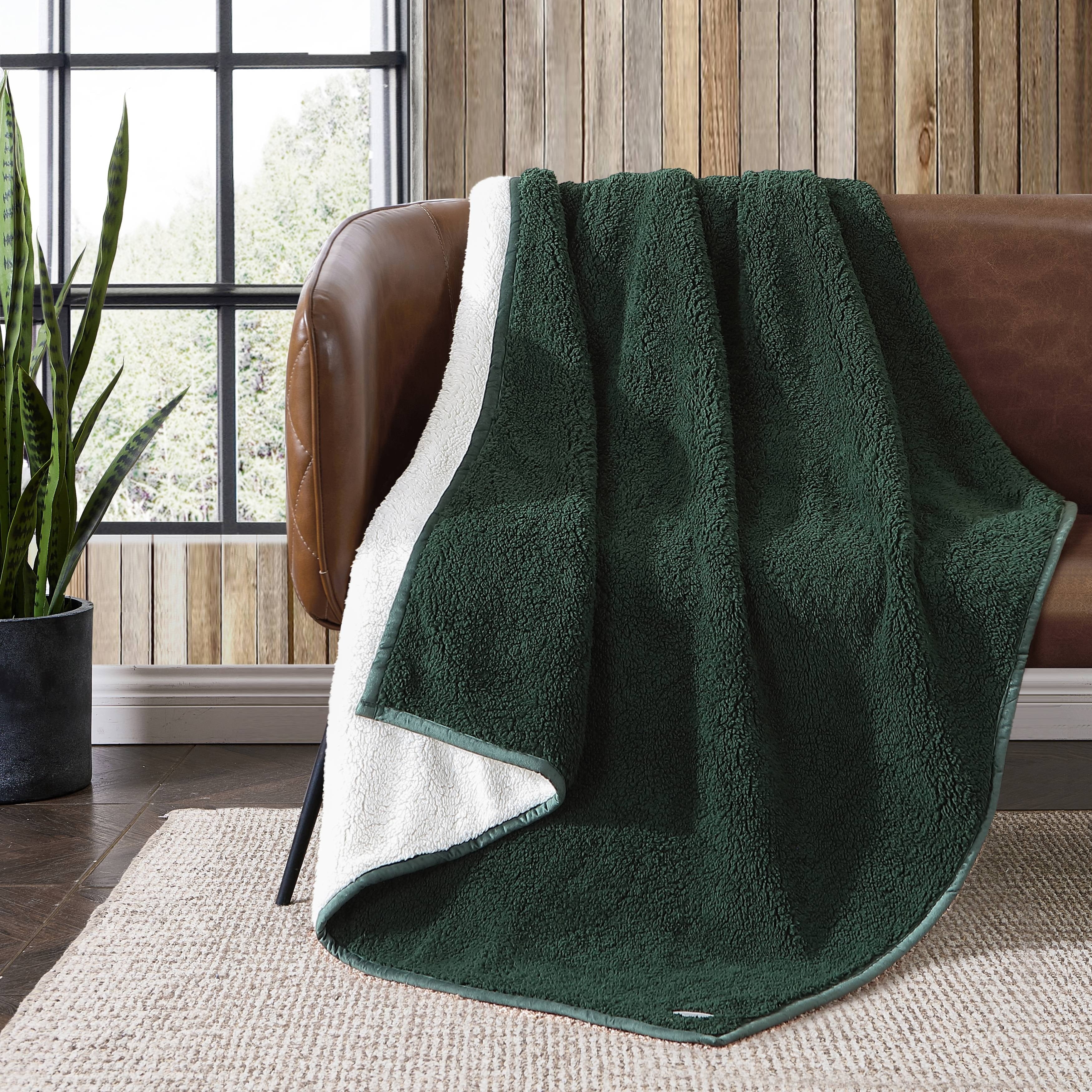 Eddie Bauer Bi Colored Sherpa Reversible Throw Blanket