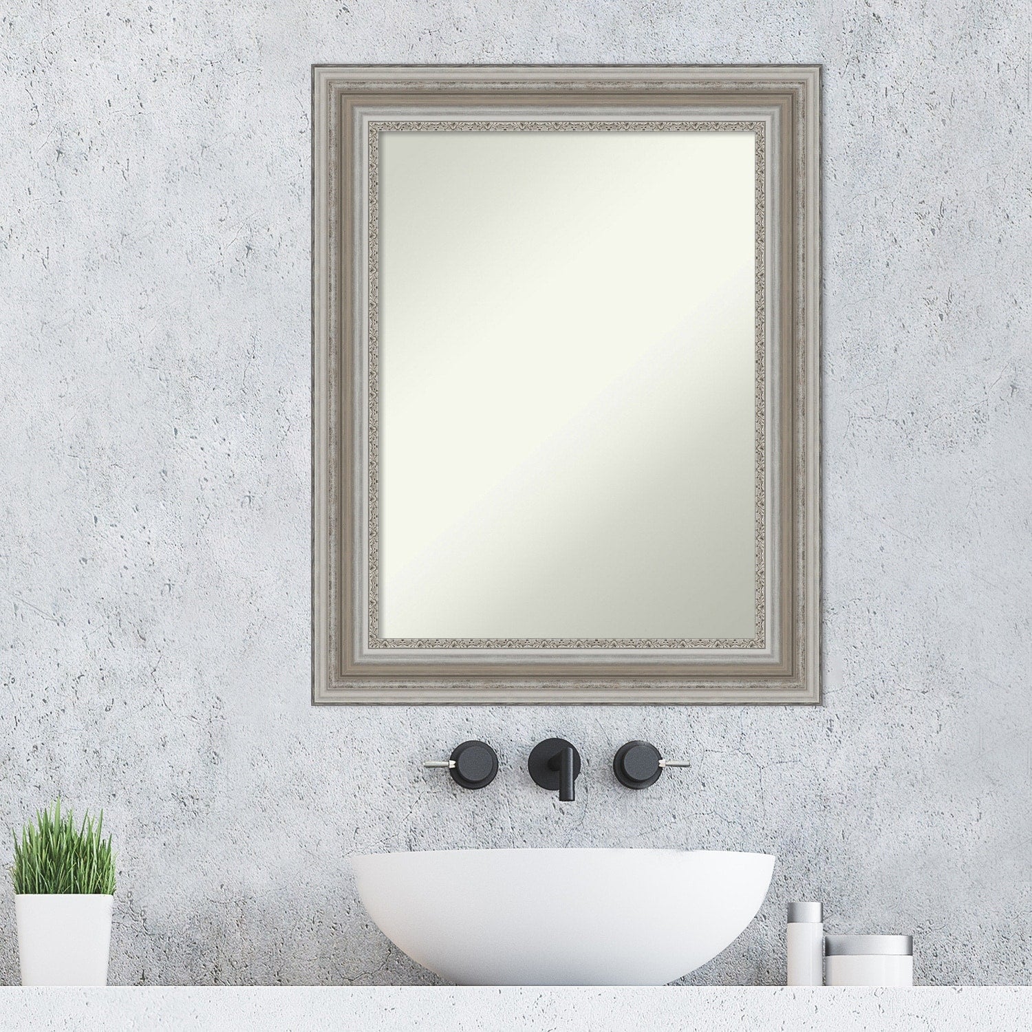 Non-Beveled Bathroom Wall Mirror - Parlor Silver Frame