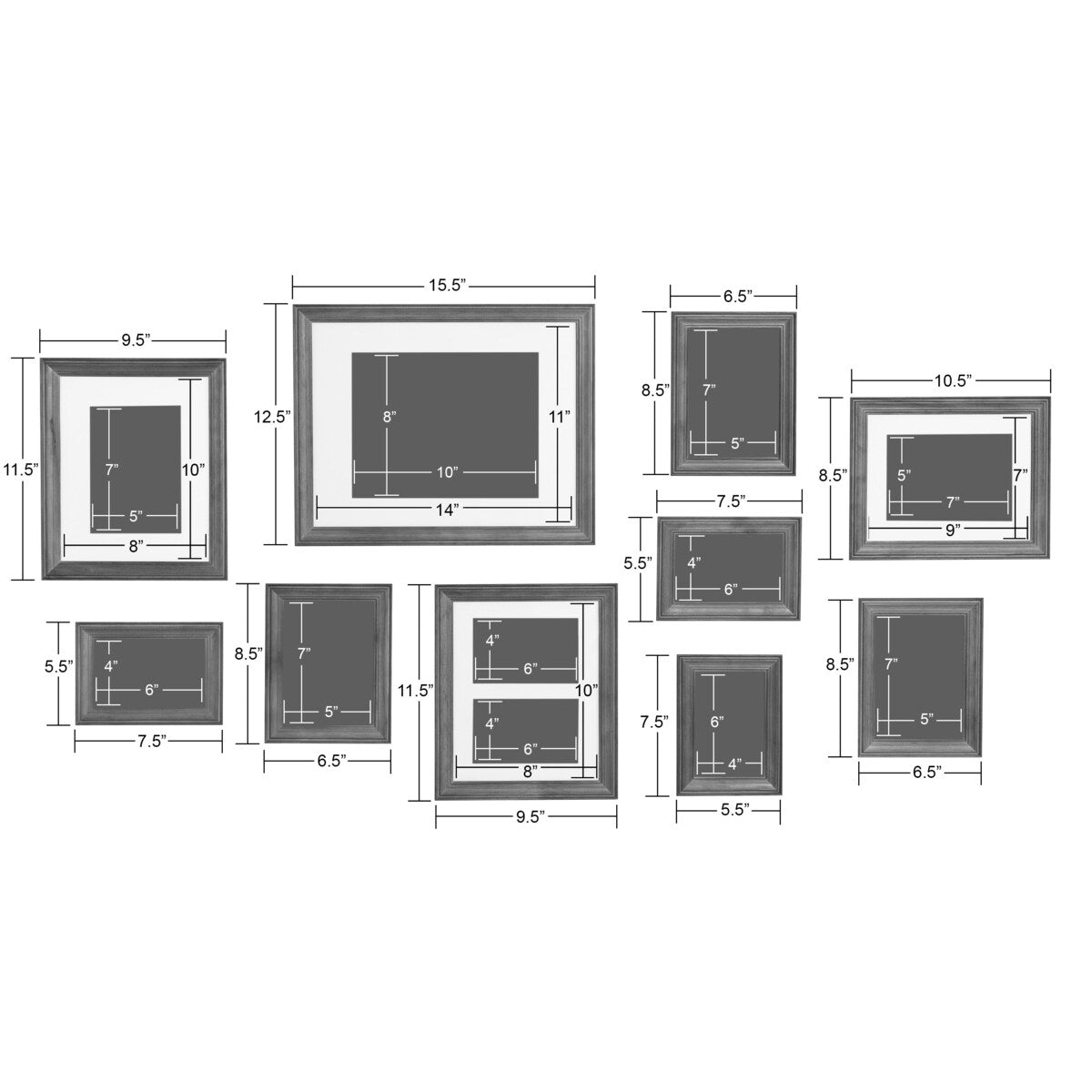 Kate and Laurel Bordeaux 10-piece Wood Gallery Wall Picture Frame Set