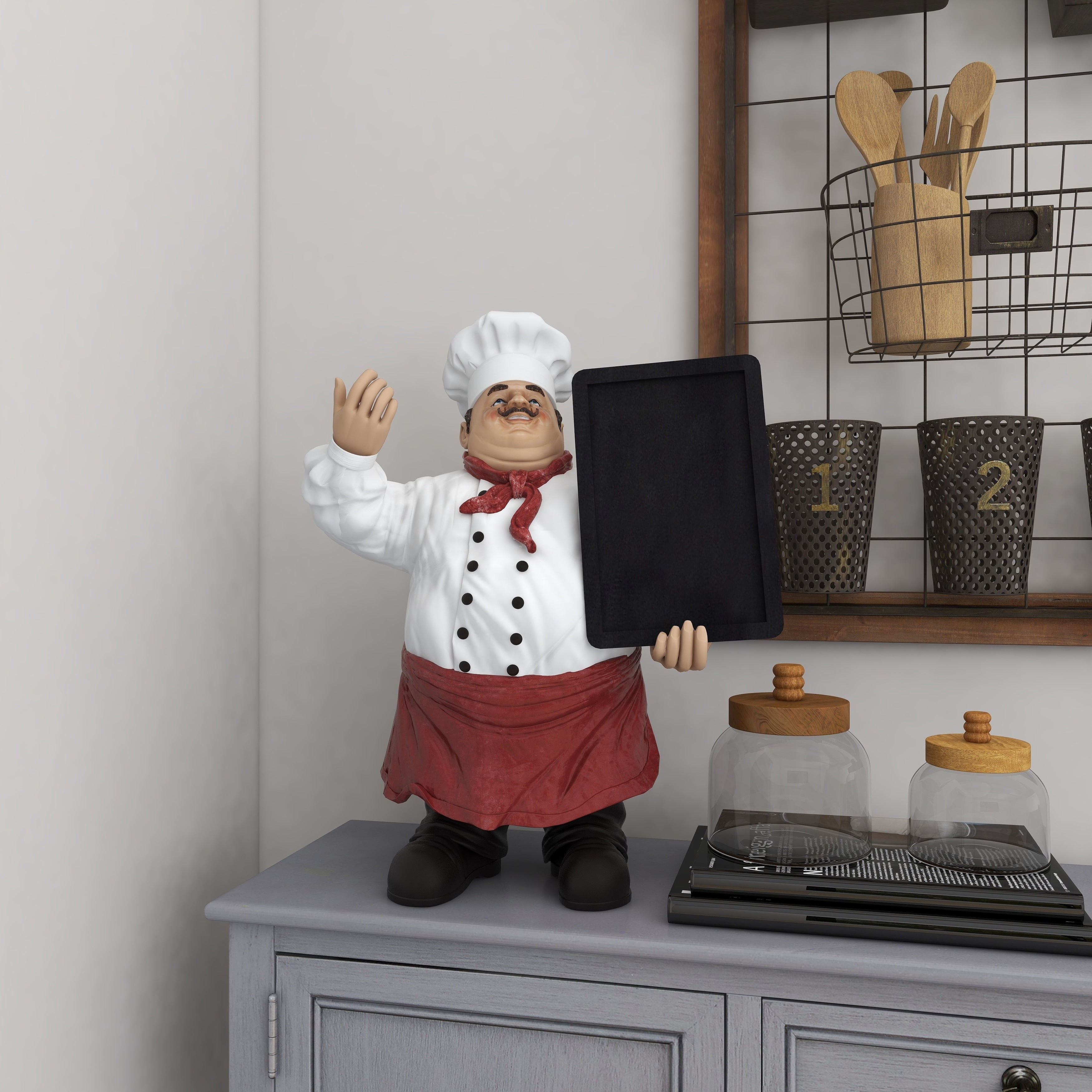 Polystone Chef Decorative Sculpture with Chalkboard - Multi Colored - Roche River Decor