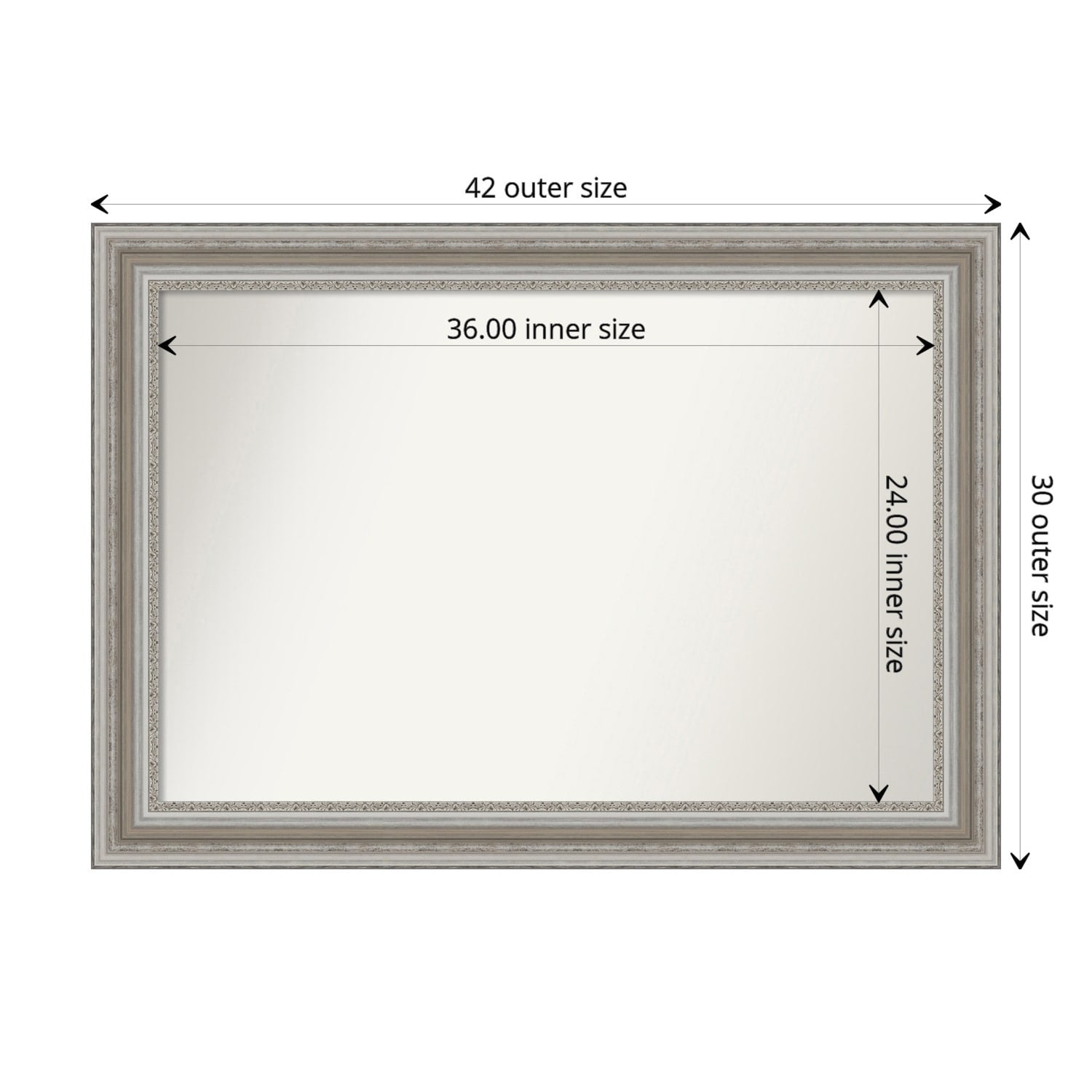 Non-Beveled Bathroom Wall Mirror - Parlor Silver Frame