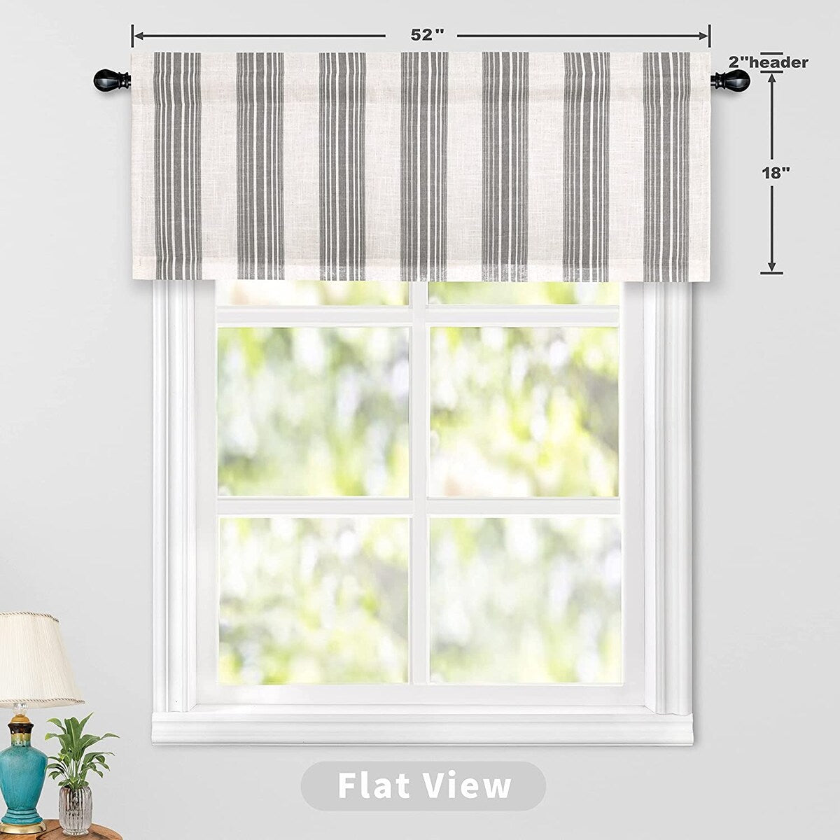 DriftAway Chris Vertical Striped Pattern Linen Textured Blackout Window Curtain Valance