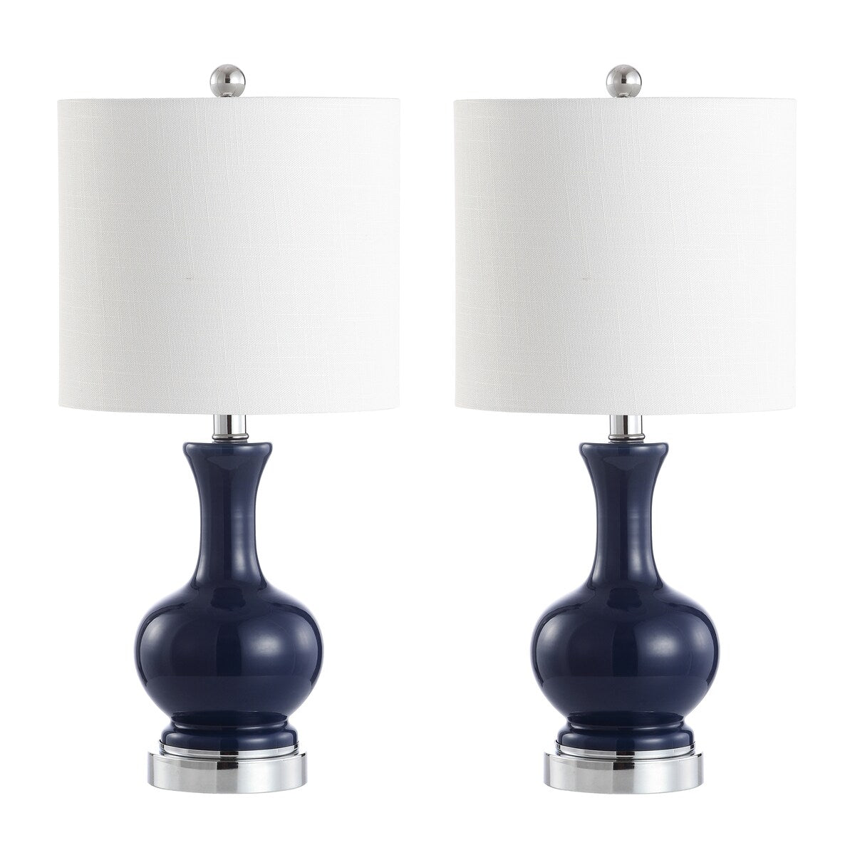 Vermont 22 Glass/Metal LED Table Lamp, White (Set of 2) by JONATHAN Y