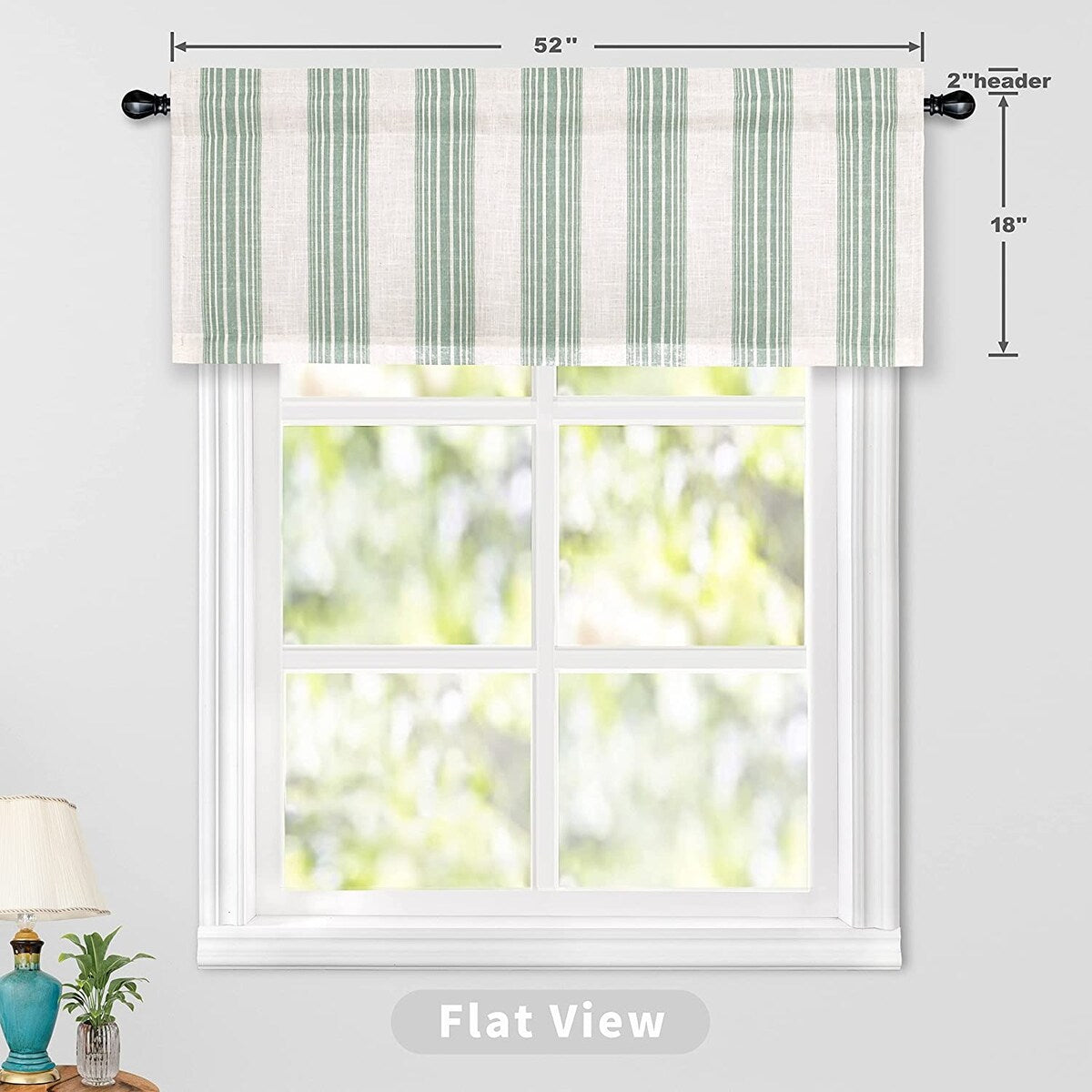 DriftAway Chris Vertical Striped Pattern Linen Textured Blackout Window Curtain Valance