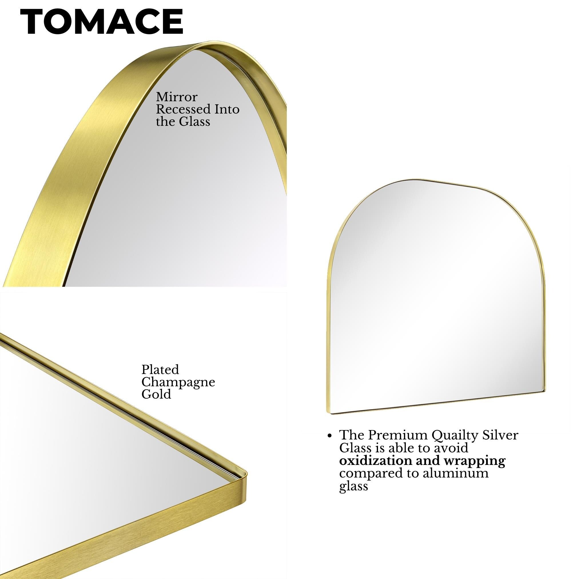 TEHOME Dezerae Large Arch Mirror for Mantel, 40'' W x 32'' H