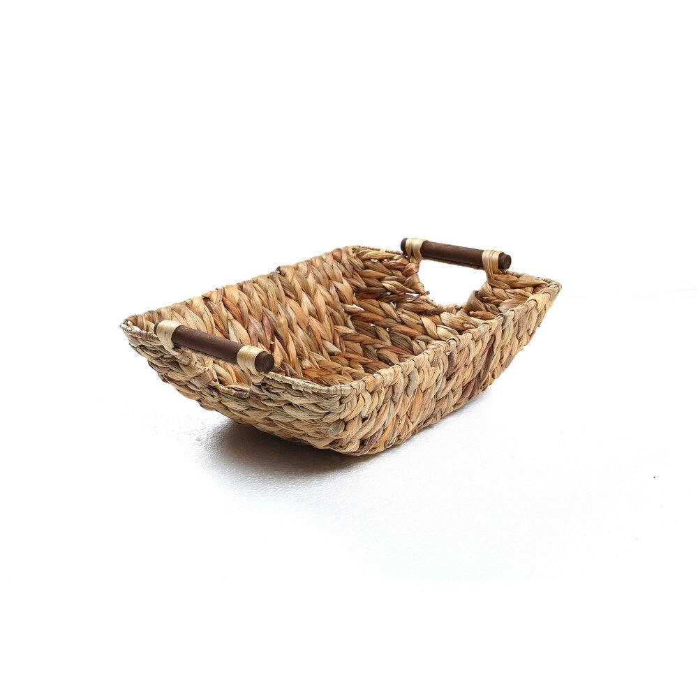 15 Hyacinth & Wood Handled Basket by Trademark Innovations