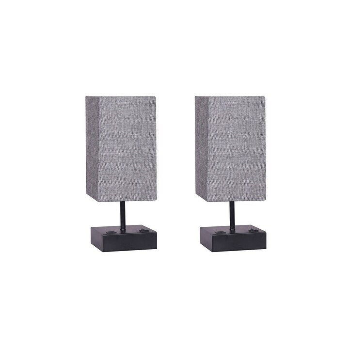 Hutchinson Set of 2 Metal Table Lamps with USB Ports