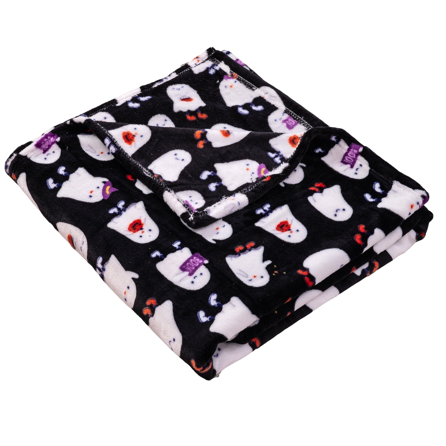 Harvest Plush Flannel Throws Pumpkins Ghosts Witches & Bats 50 x 70