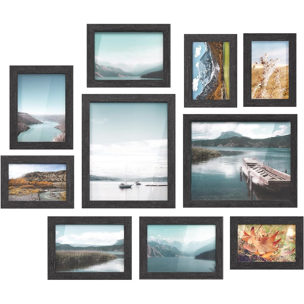 SONGMICS 10 Pack Collage Picture Frames with Two 8x10, Four 5x7, Four 4x6, Photo Frame Set for Wall Gallery Decor Black