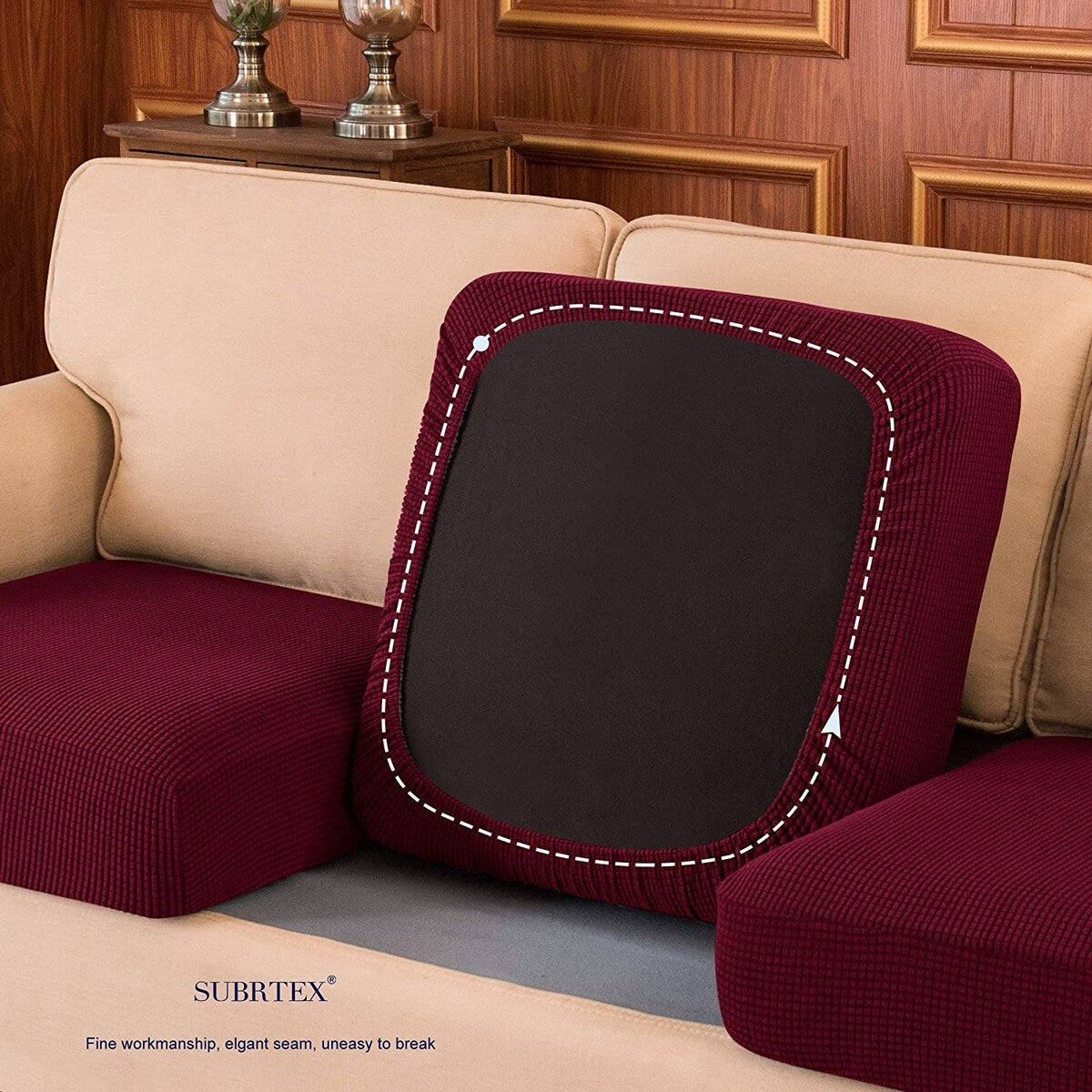 Subrtex 3-Piece Stretch Separate Sofa Cushion Cover Elastic Slipcover