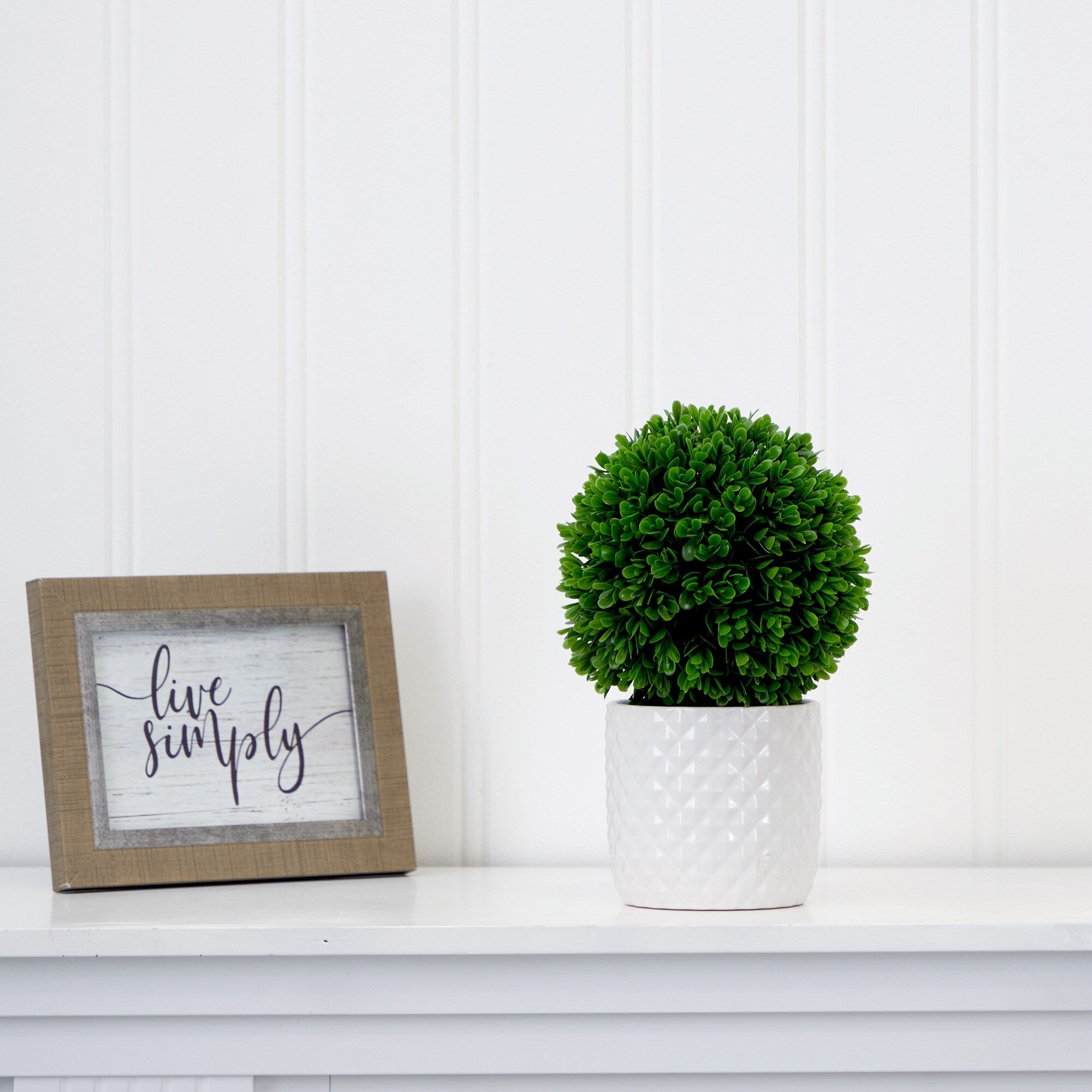 10 Artificial Boxwood Topiary Plant with Decorative Planter