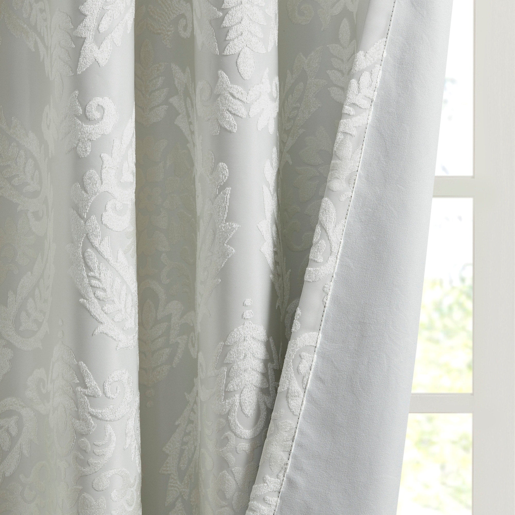 Loraine Knitted Jacquard Paisley Total Blackout Grommet Top Curtain Panel by SunSmart