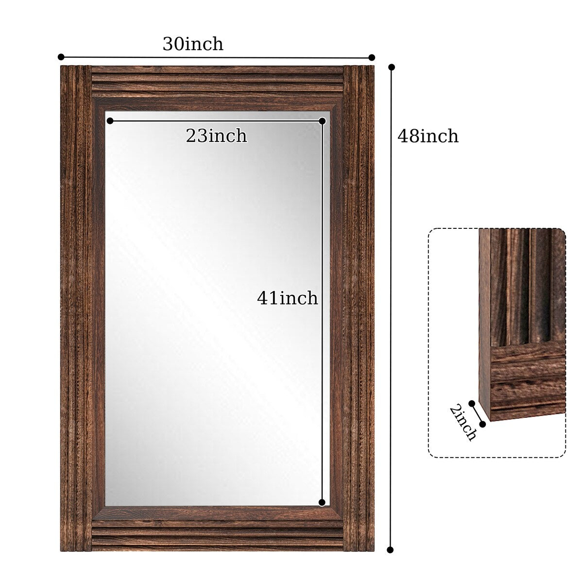 Solid Wood Frame Flat Bathroom Mirror