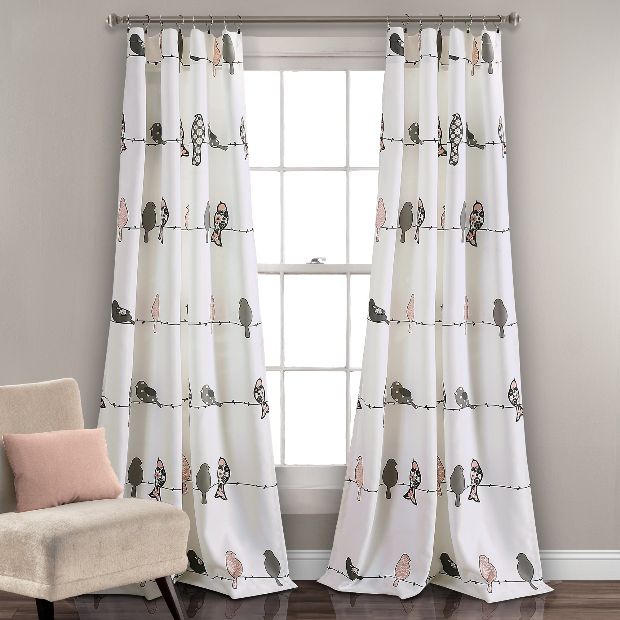 Lush Decor Rowley Birds Room Darkening Curtain Panel Pair