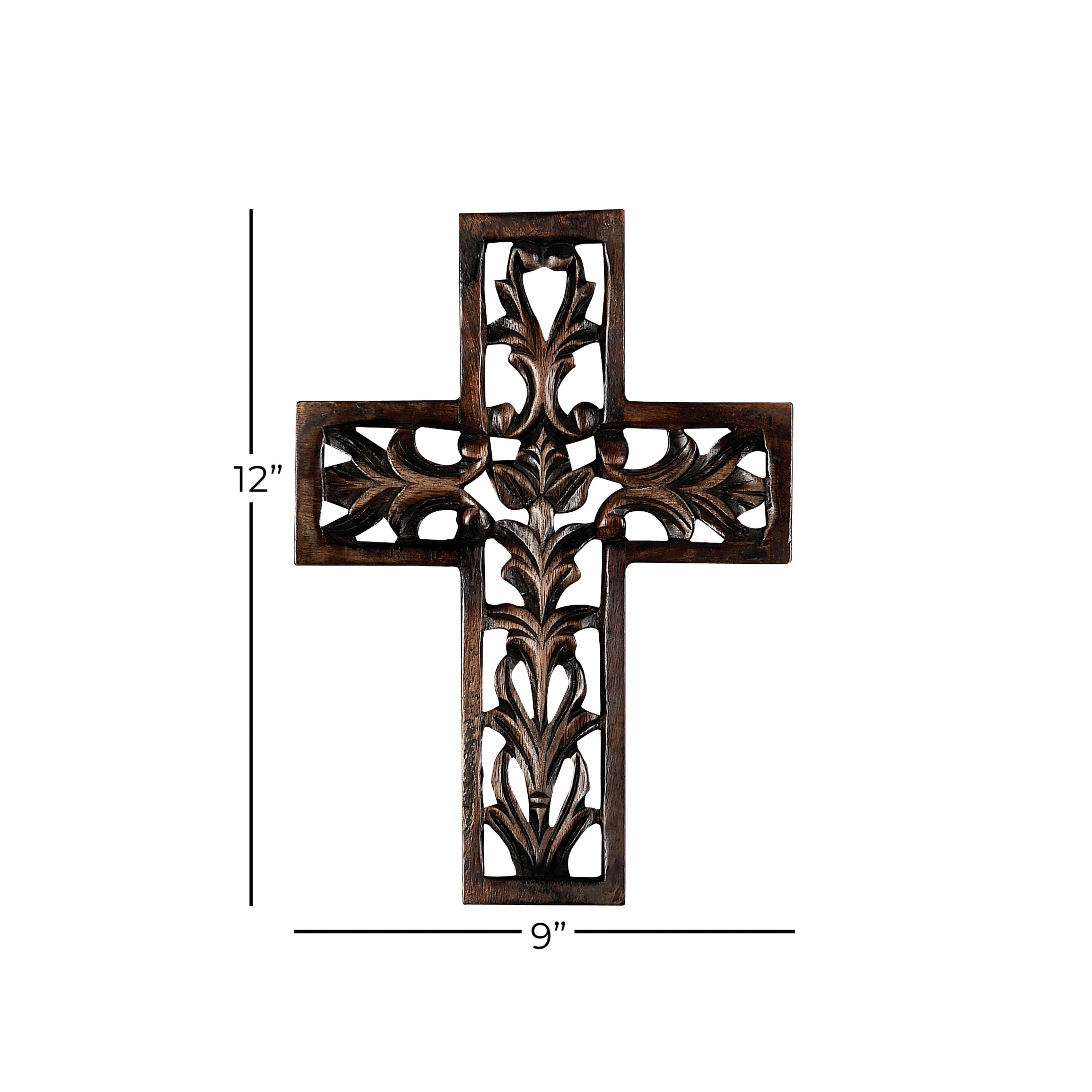 Brown Wood Traditional Wall Decor Cross 12 x 9 x 1