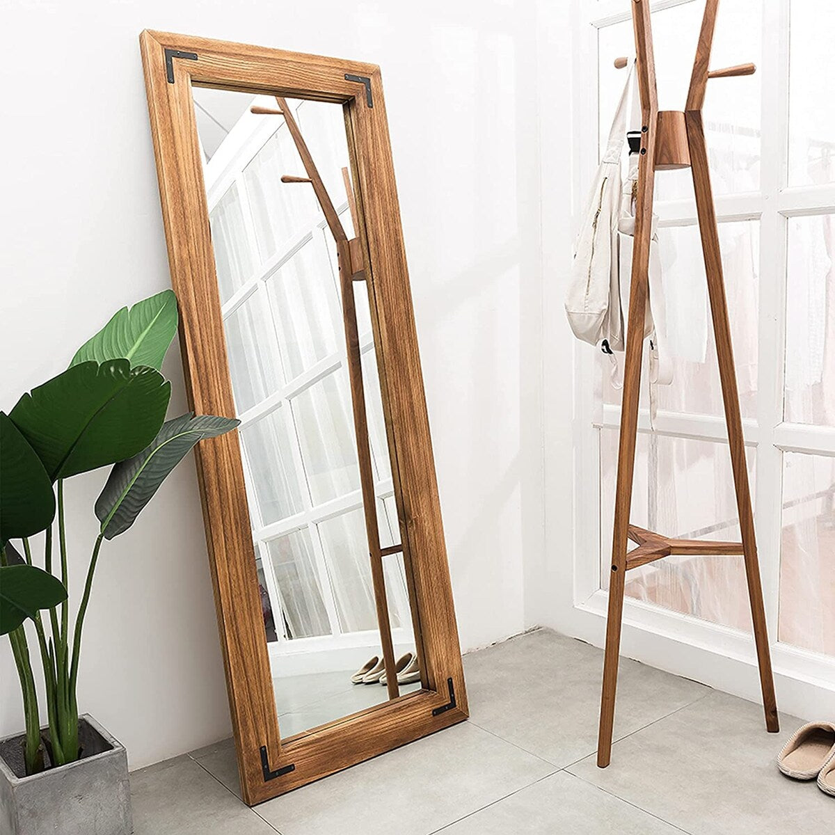 Farmhouse Rustic Wooden Framed Full Length Floor Mirror - 65x24