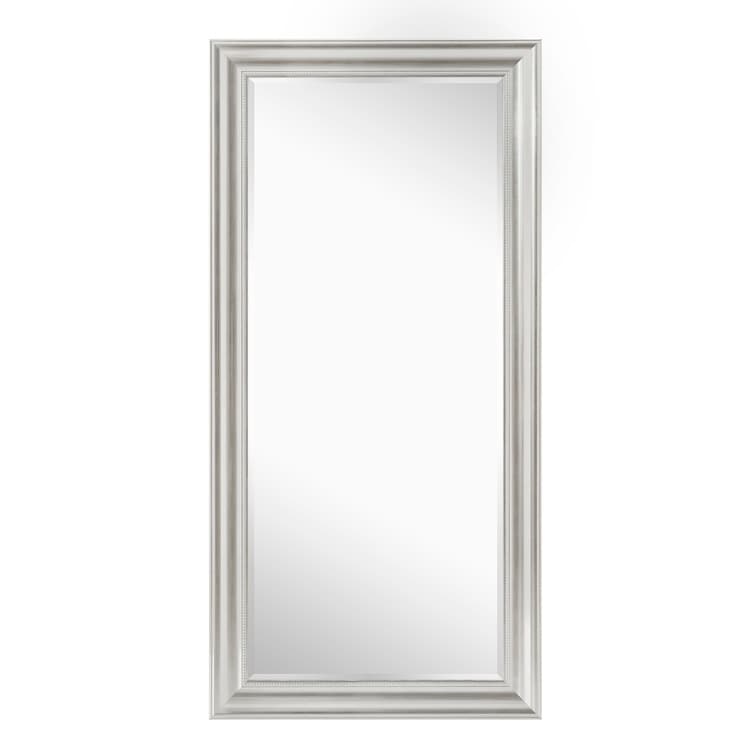 Brushed Nickel Full Size Body Mirror Standing Hanging / Leaning Against Wall, Large Rectangle Dressing Mirror for Bedroom