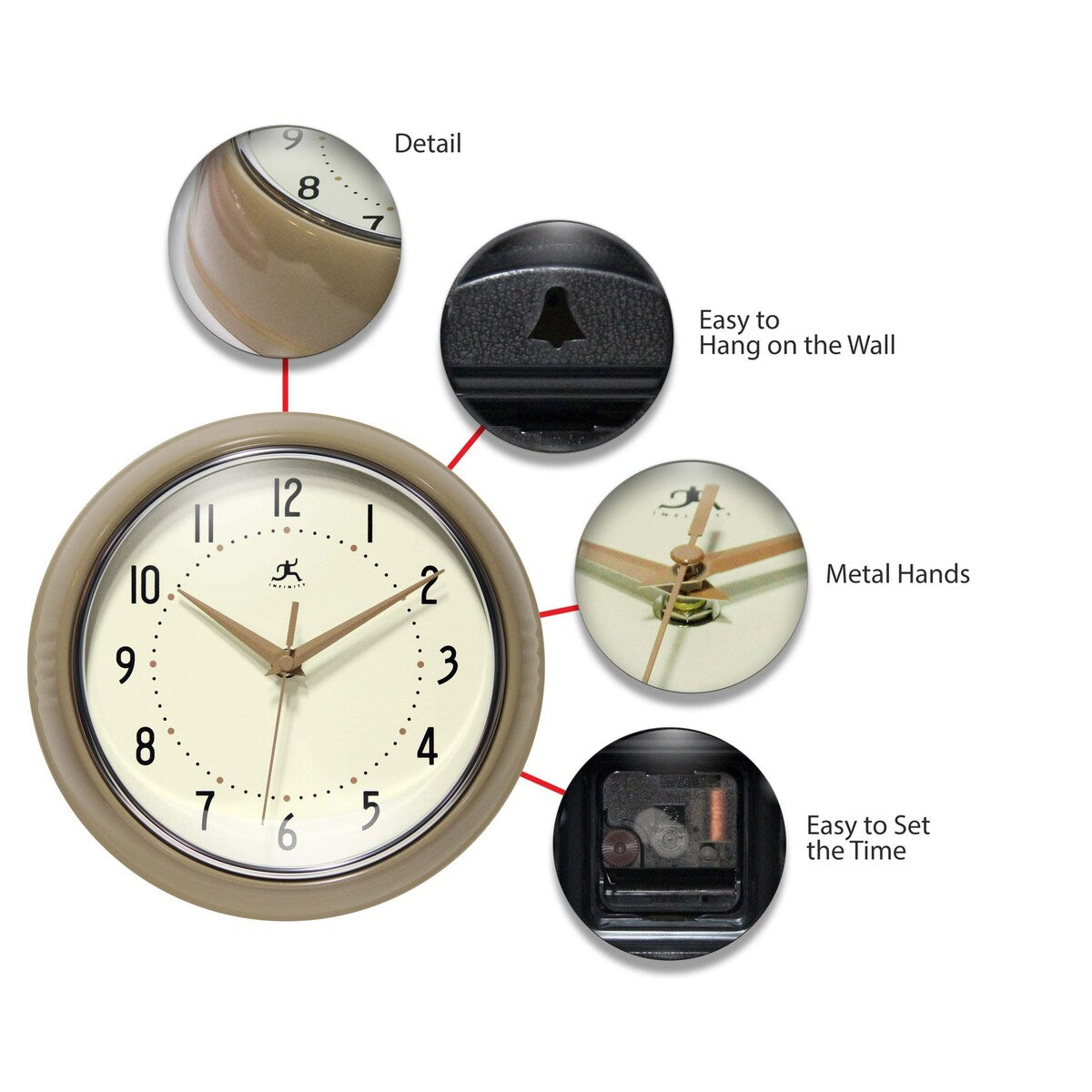 Round Retro Kitchen Wall Clock by Infinity Instruments