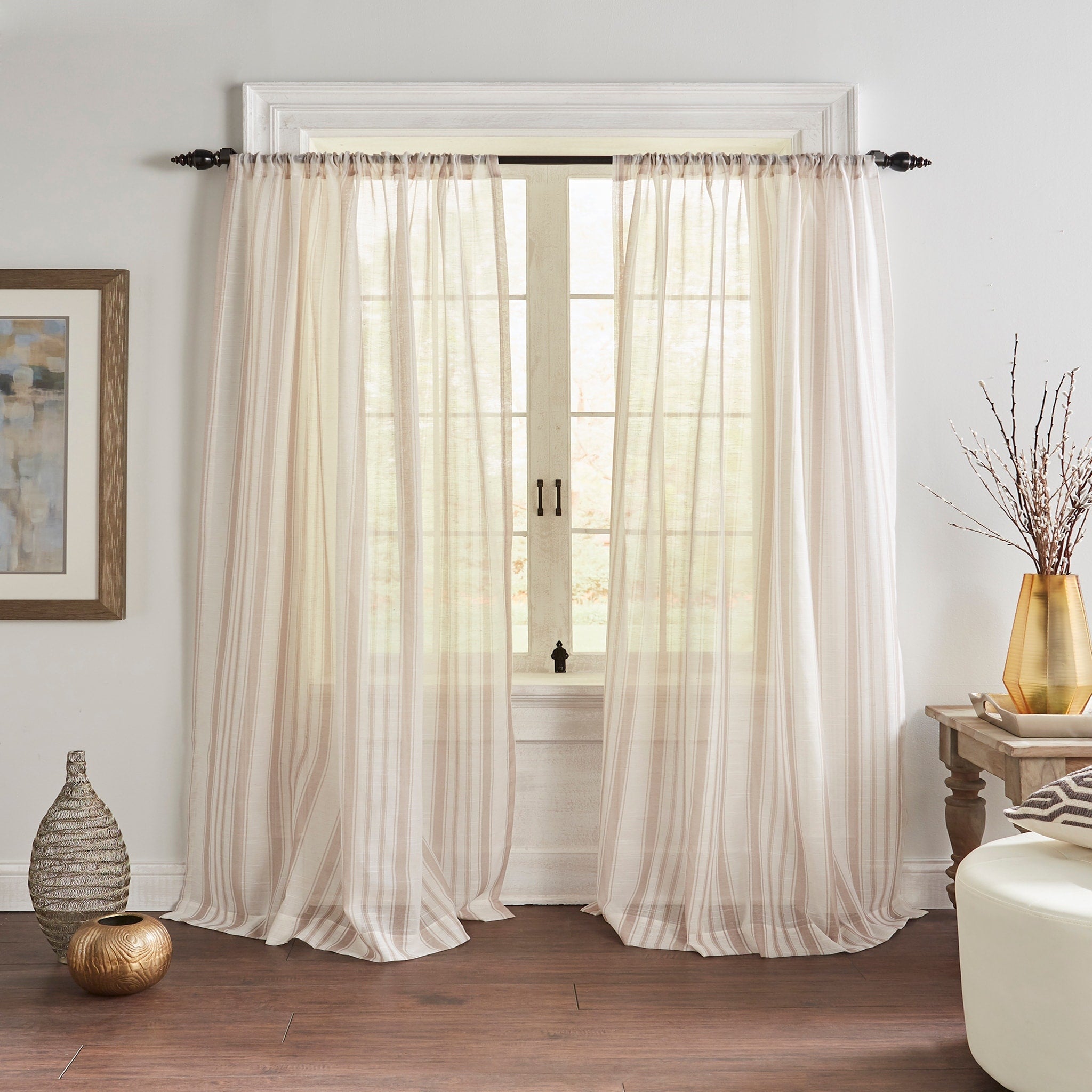 Hampton Stripe Sheer Window Curtain