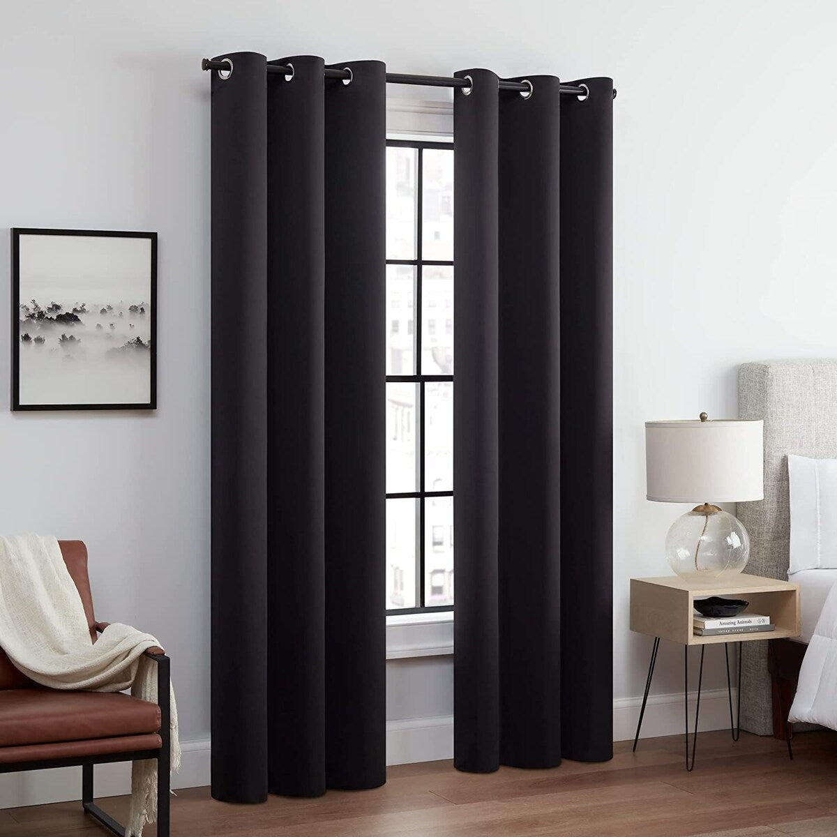 Eclipse Aldera Solid Tripleweave Thermal Blackout Grommet Curtains (2 Panels)