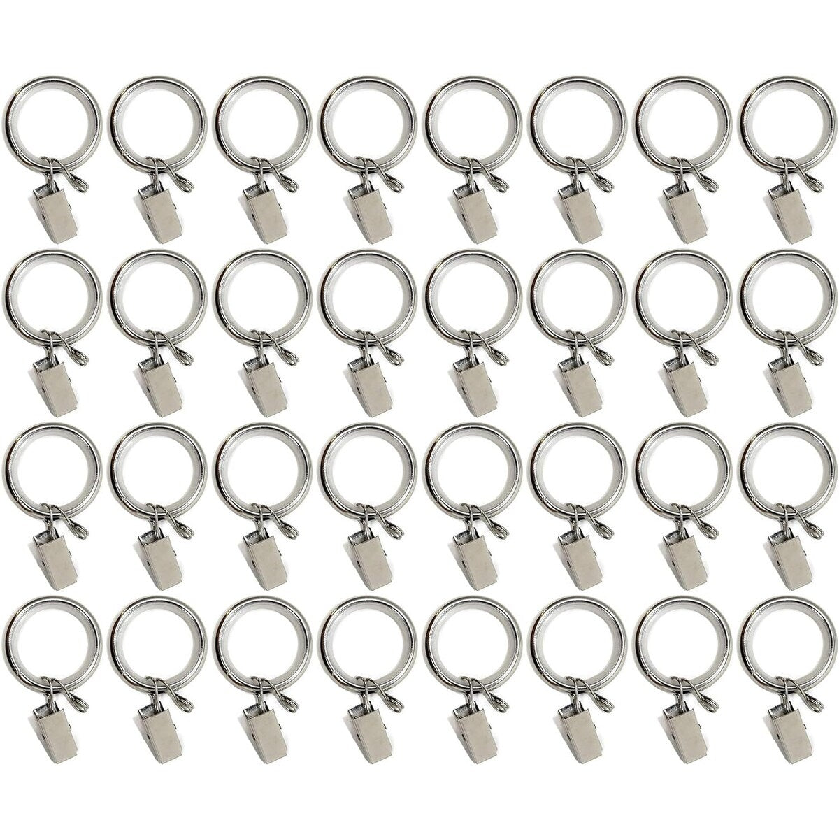 32PCS 1.25 Drapery Curtain Rod Rings for 1 Rod with Clips, Eyelets and Nylon Inserts