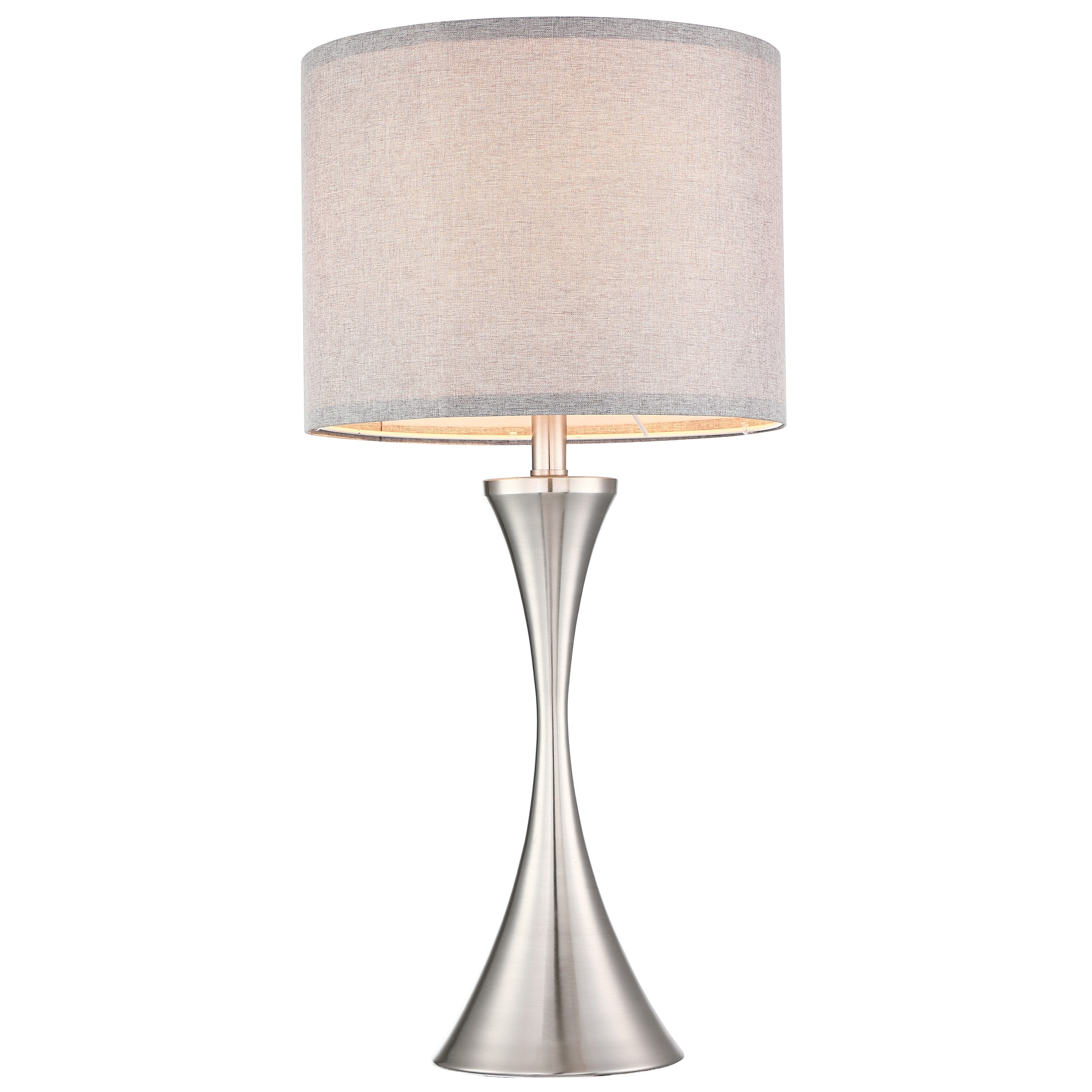 2-Pk 1-light Table Lamp with Brushed Nickel Finish and Grey Fabric Shade