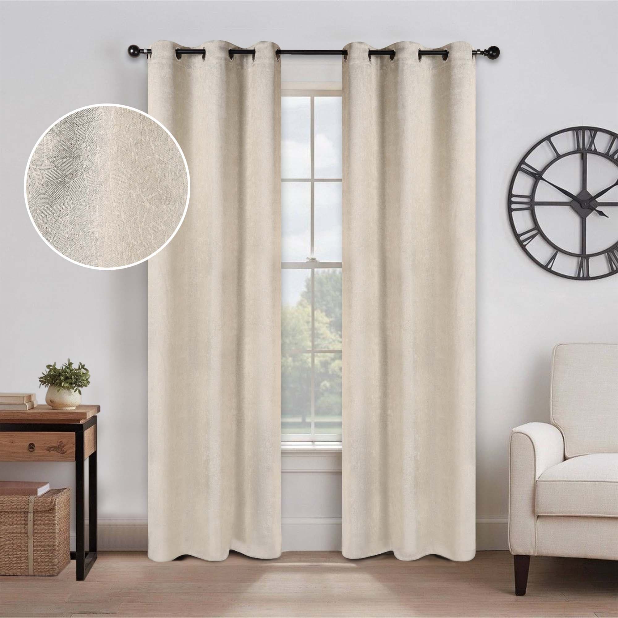 Superior Rustic Textured Abstract Room Darkening Blackout Curtains, Rod Pocket or Grommets, Set of 2