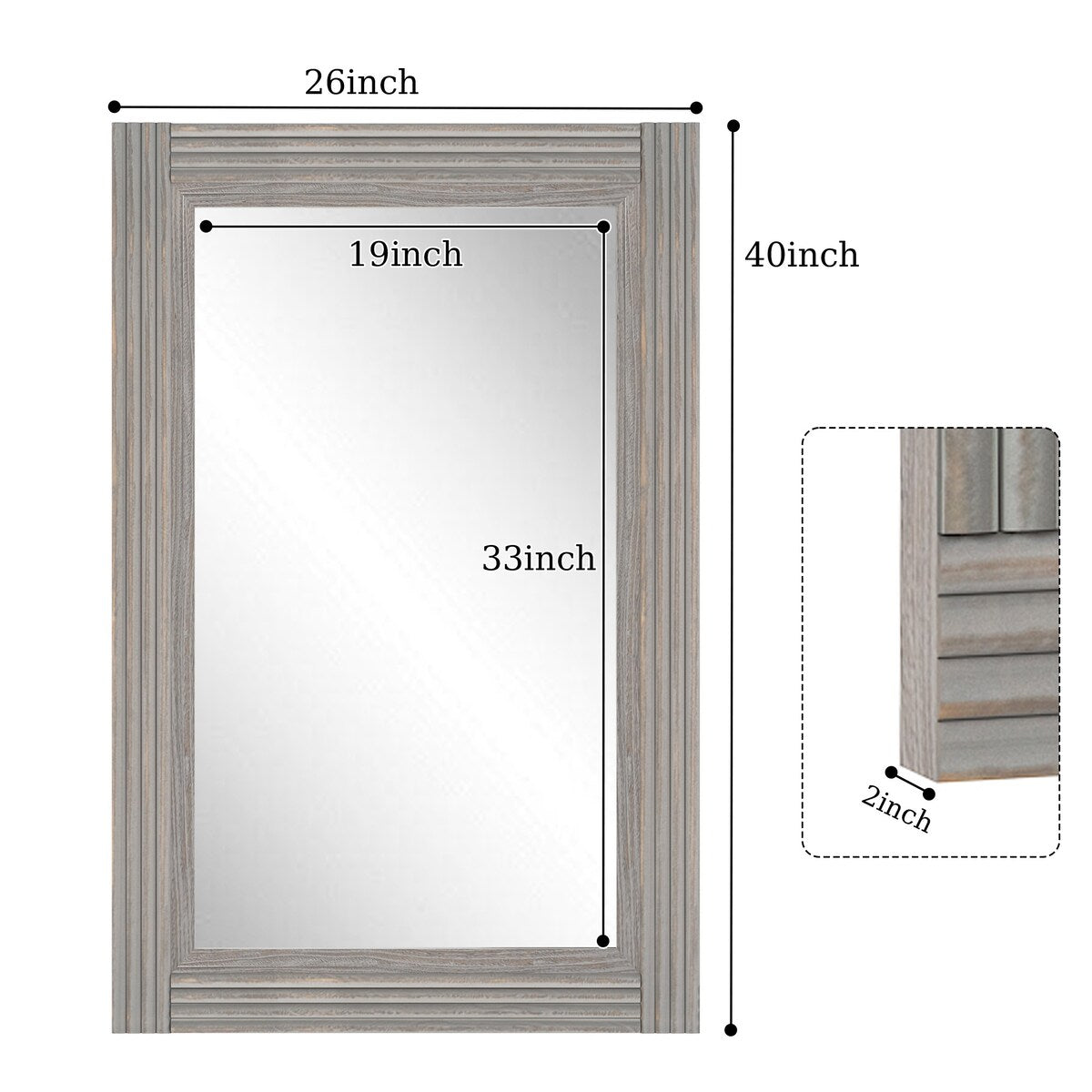 Solid Wood Frame Flat Bathroom Mirror