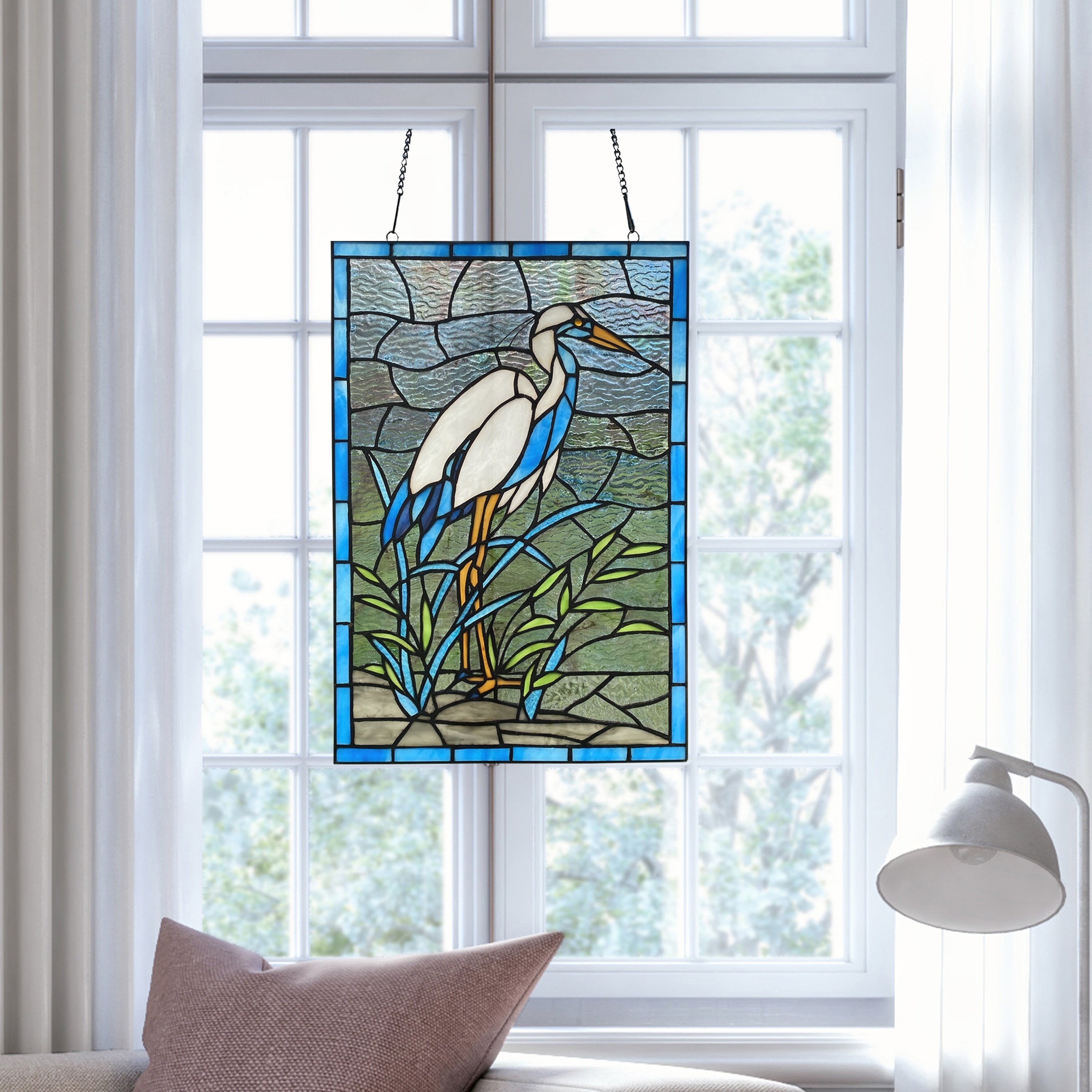 River of Goods River of Goods 18-Inch Majestic Crane Stained Glass Window Panel - 12 x 0.25 x 18