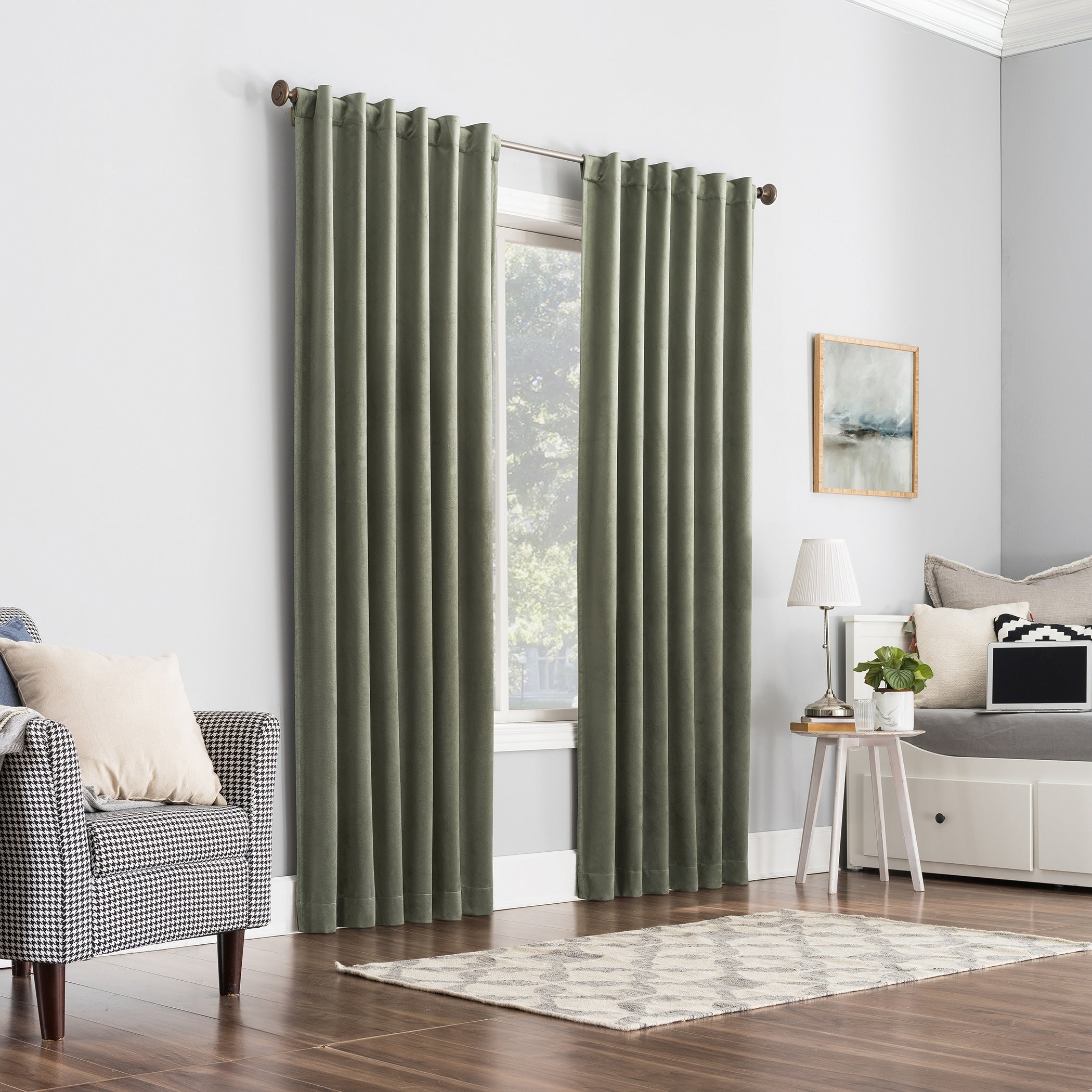 Sun Zero Amherst Velvet Noise Reducing Thermal Extreme Total Blackout Back Tab Curtain Panel, Single Panel