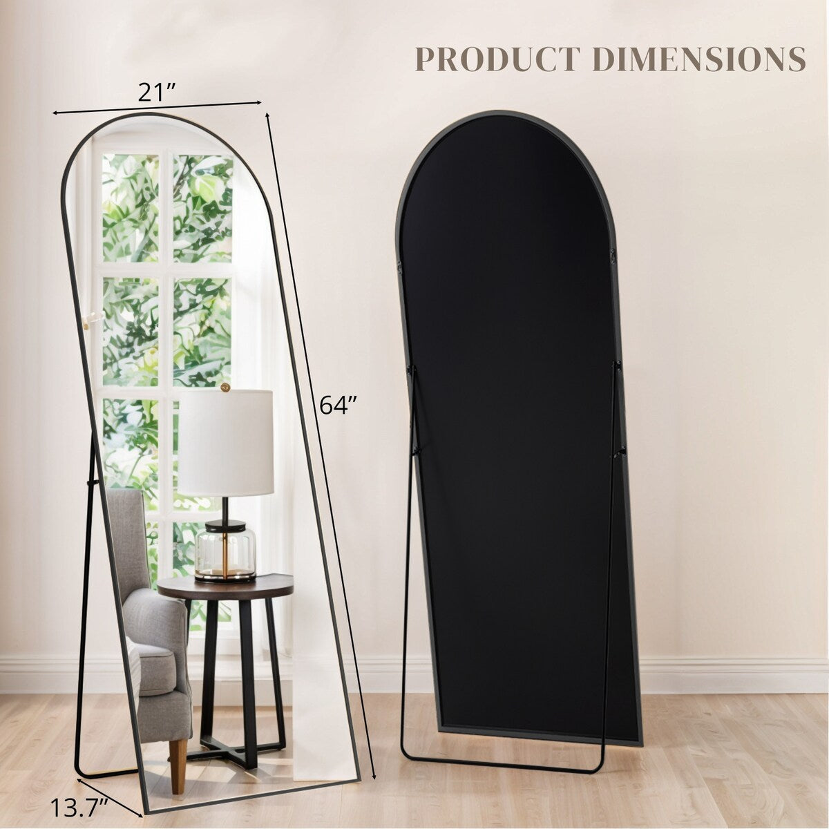 Mirror Full Length Body Wall Mirrors with Shatter-Proof Glass, Floor Standing for Bedroom Cloakroom